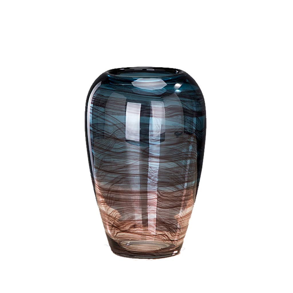 WYWY Creative Glass Vase - Transparent Gradient Silk Pattern Hydroponic Vase for Home Decor, Living Room & Table Centerpiece | Modern Ink Design for Floral Arrangements & Interior Styling (Color C)