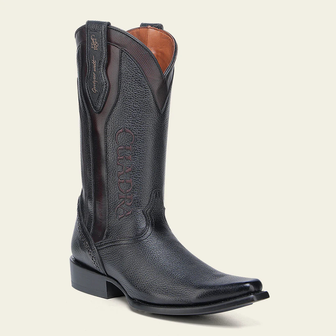 Men's Cuadra Black Dress Cowboy Deer Leather Boots - Western Style Riding Boots for Country, Rodeo & Casual Wear