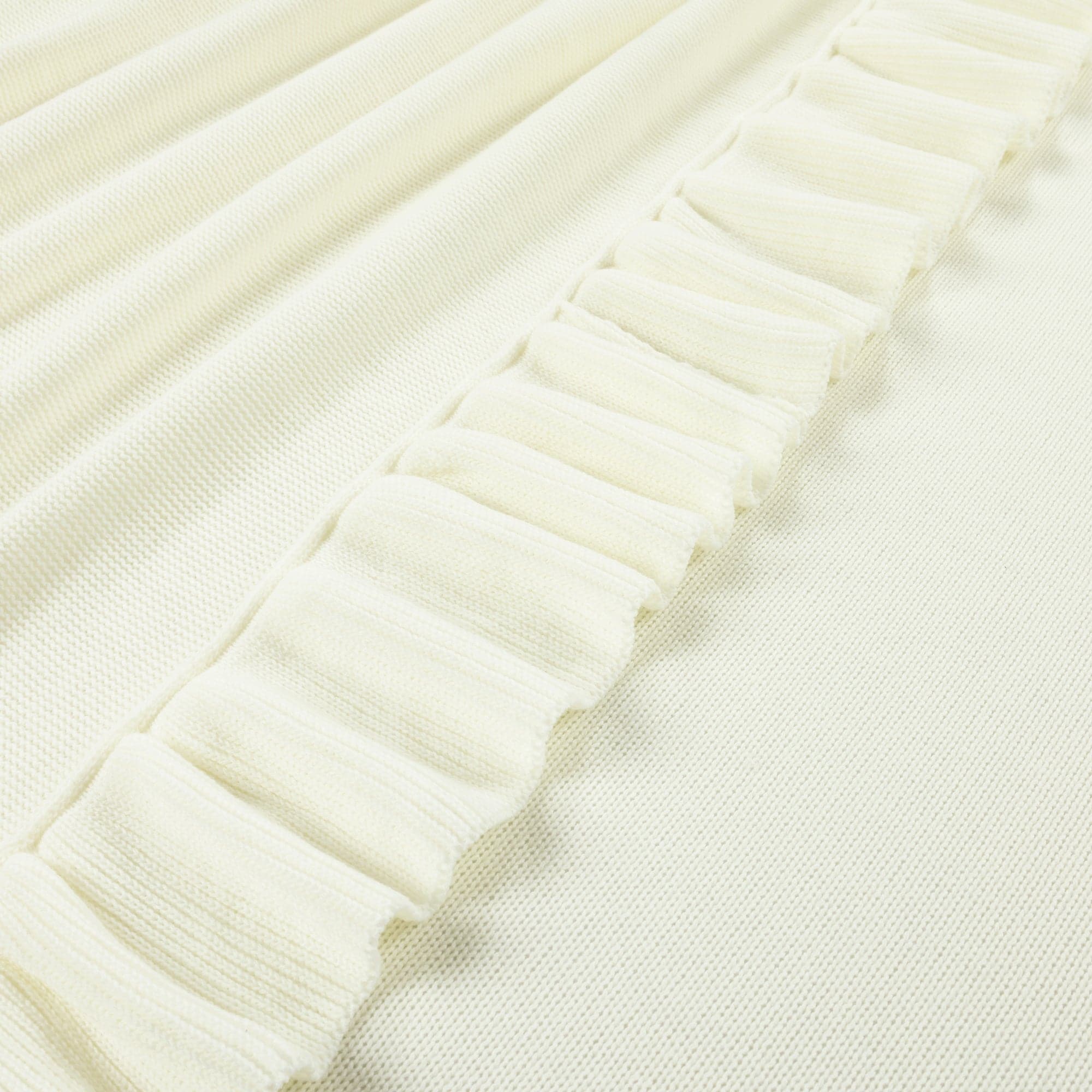 Reyna Soft Knitted Ruffle Blanket - Cozy Throw Coverlet for Bed, Couch & Nursery - Perfect for Gift, Winter Warmth & Home Decor