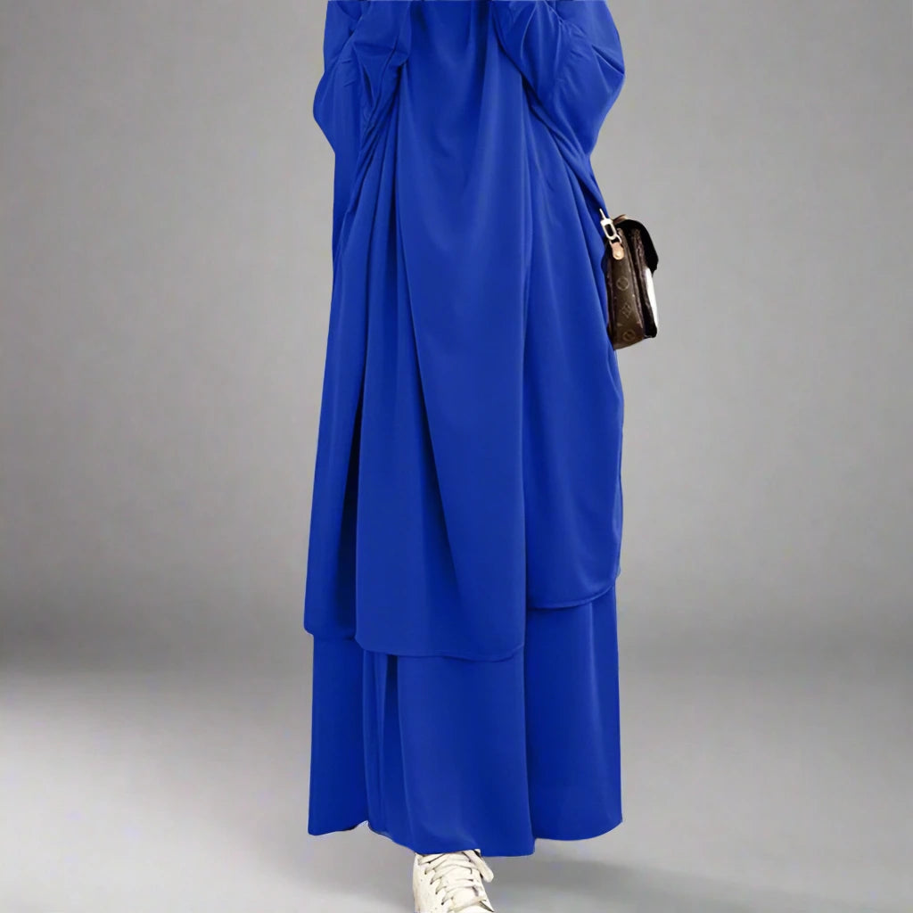 2-Piece Overhead Nida Jilbab Prayer Dress Set - Halal Islamic Prayer Garment for Women - Perfect for Salah, Mosque, and Home Worship