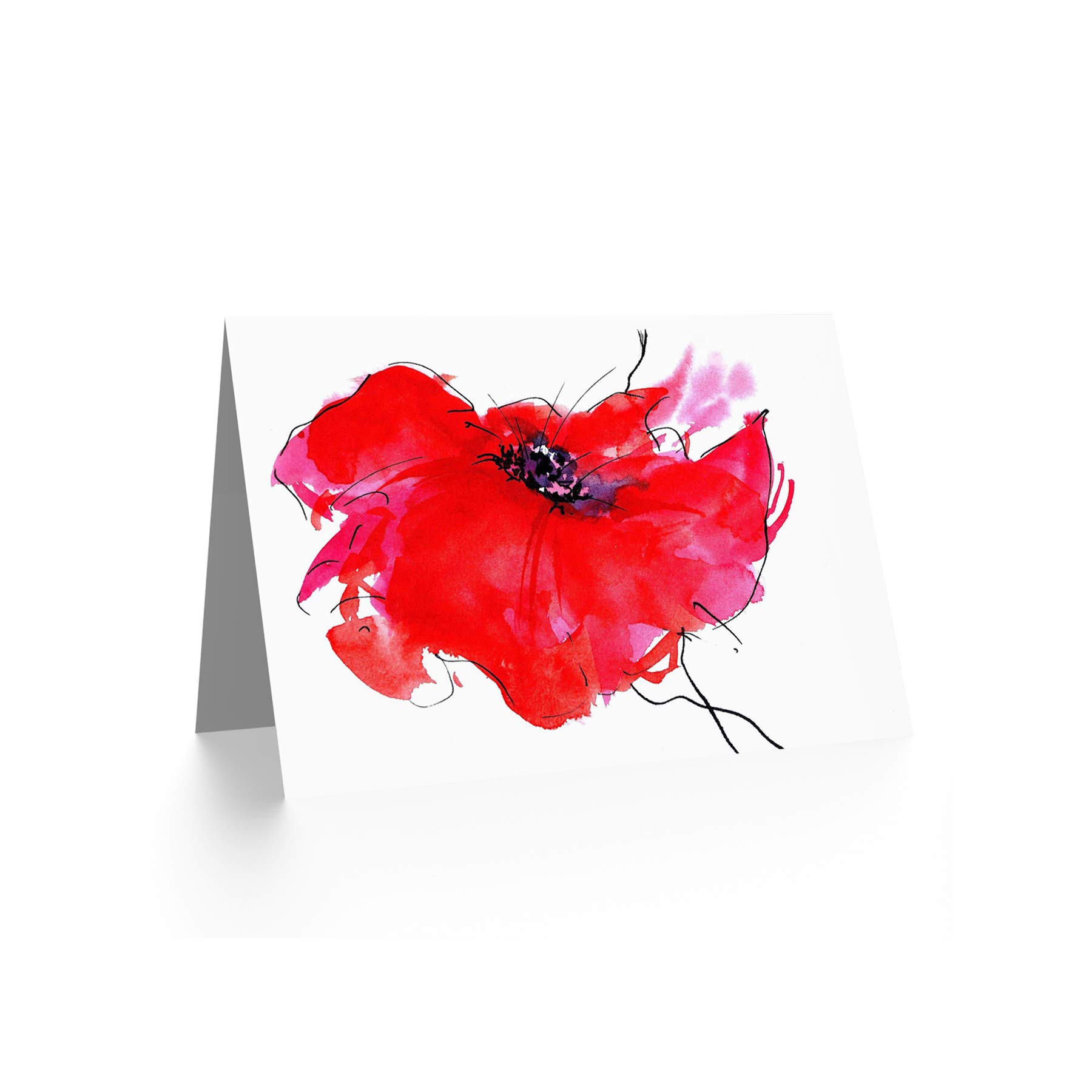 Wee Blue Coo DT Single Painted Poppy Birthday Greeting Card - Blank Inside for Personal Messages - Perfect for Birthdays, Anniversaries & Special Occasions