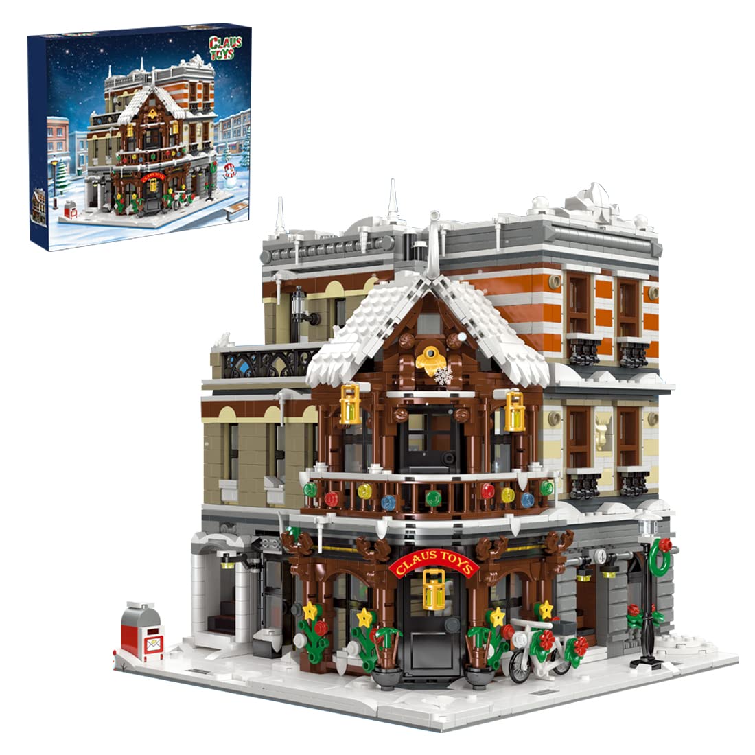 PHYNEDI Christmas Toy Shop Store Bricks Model - Compatible with Lego, MOC DIY Euro Architecture Building Blocks - STEM Construction Collection (25.5 x 26cm) - Perfect for Holiday Decor, Gift Giving & Creative Play