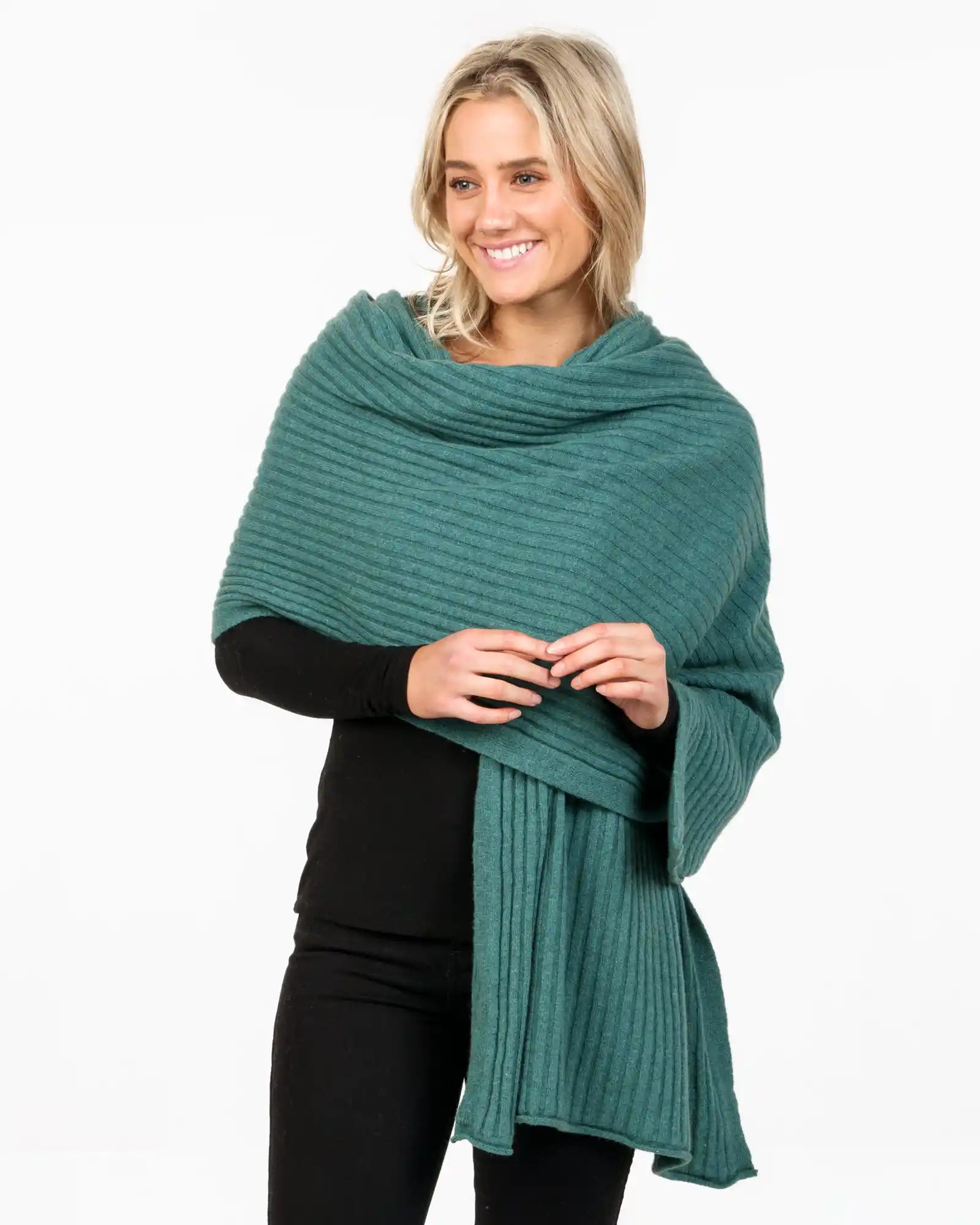 Mist Ribbed Wrap NE860 - Soft & Stylish Women's Knit Shawl for Fall & Winter - Perfect for Layering, Travel, and Cozy Evenings at Home