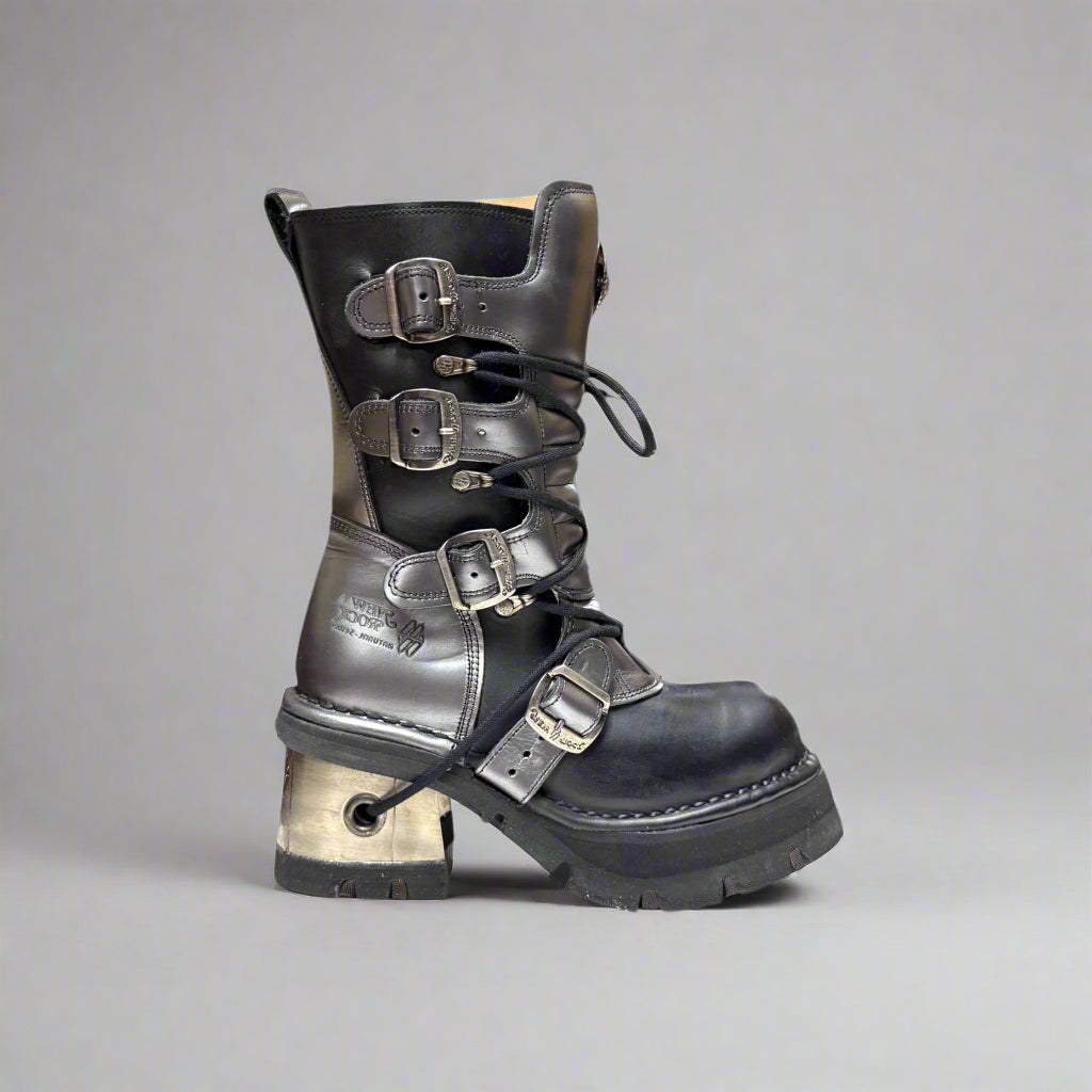 New Rock M 373C Gothic Boots for Men - Punk & Biker Style Leather Boots with Metal Studs | Perfect for Concerts, Motorcycle Riding & Alternative Fashion