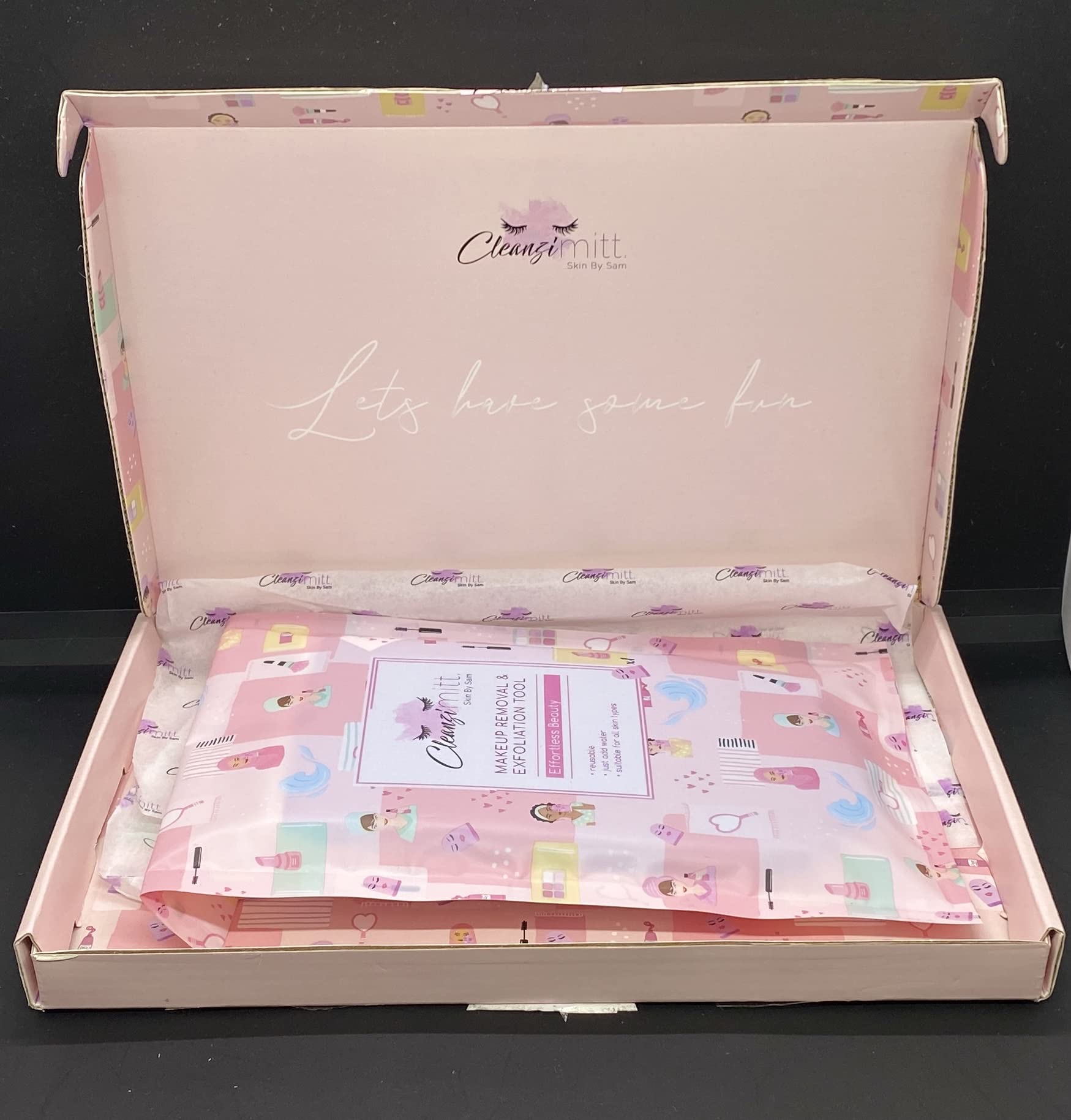Cleanzi Reusable Makeup Removal & Exfoliation Mitt - Gentle Exfoliating Glove for Face & Body, Travel-Friendly Skincare Gift Box (Perfect for Travel, Spa Days & At-Home Skincare Routine)