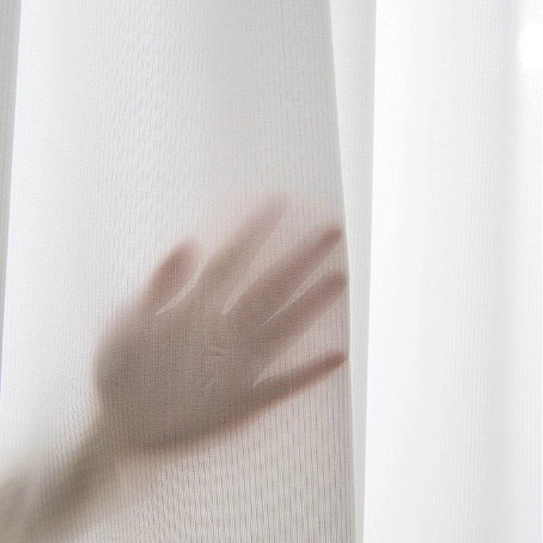 Shirley White Textured Semi-Sheer Custom Curtains - Elegant Window Treatments for Living Room, Bedroom & Home Decor