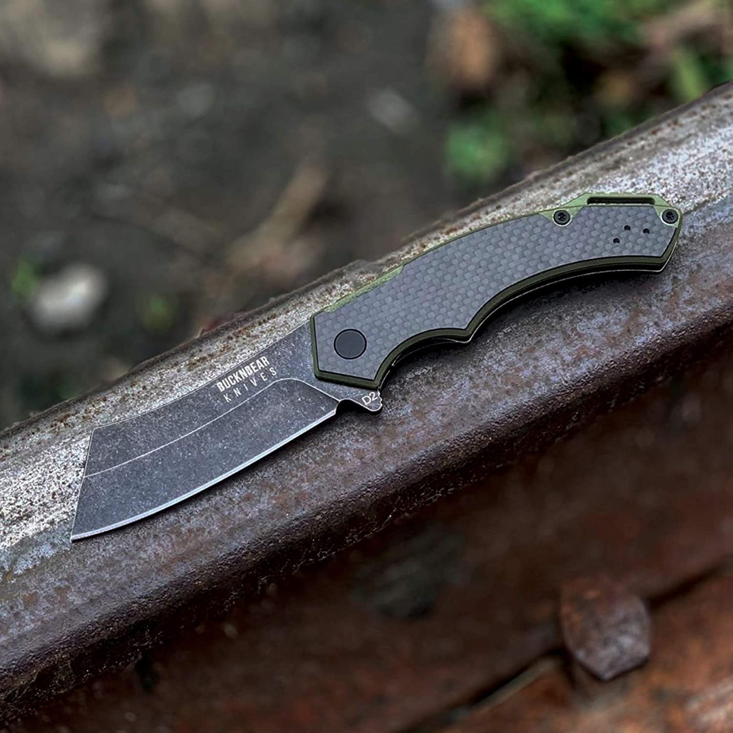 BucknBear EDC Cleaver Pocket Knife - 3.6 Inch Sharp Blade with Carbon Fiber Handle - Perfect for Camping, Hiking & Everyday Carry (EDC)