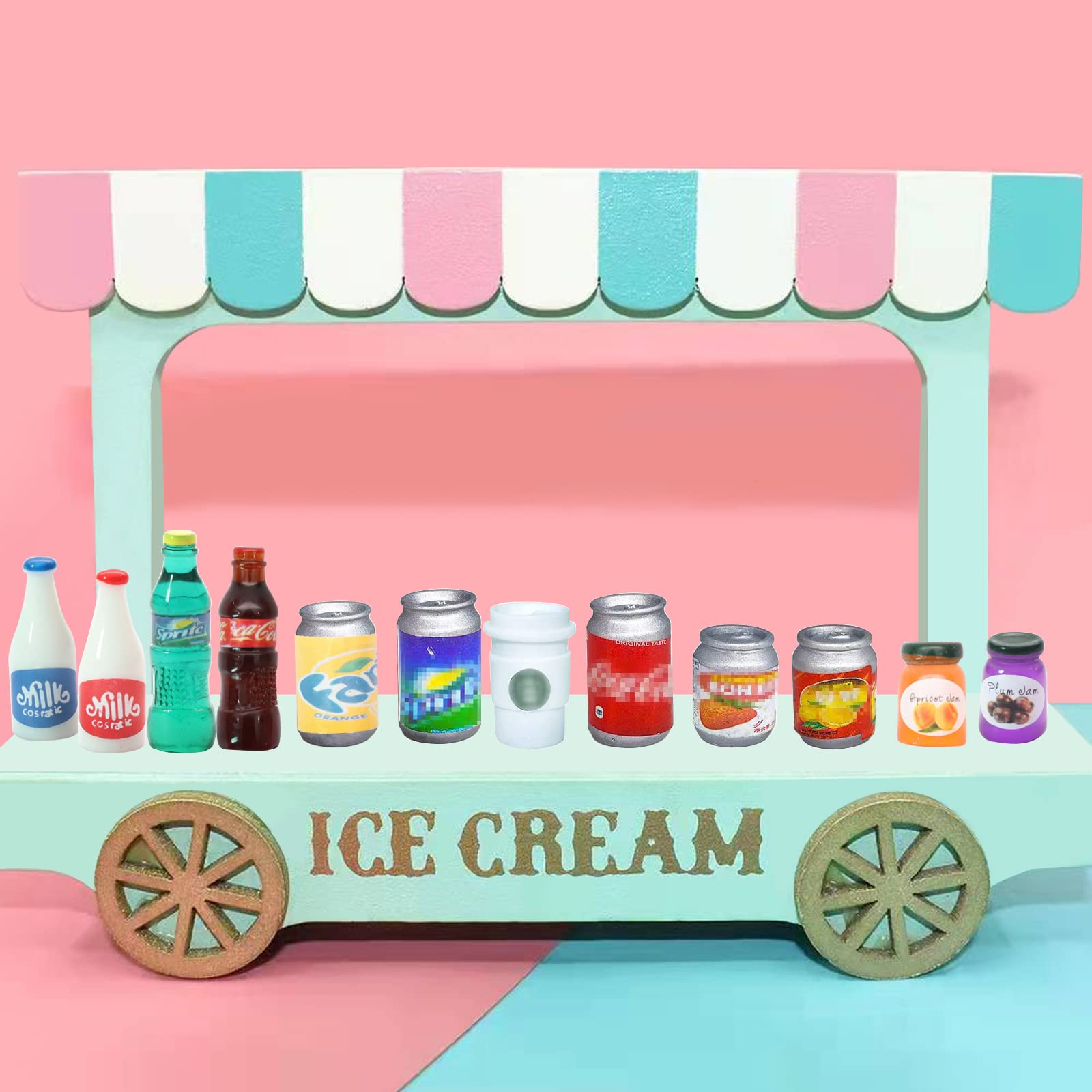 80-Piece Miniature Food & Drink Bottle Toy Set - Pretend Play Resin Dollhouse Kitchen Accessories for Kids | Perfect for Role Play, Tea Parties & Educational Learning Activities