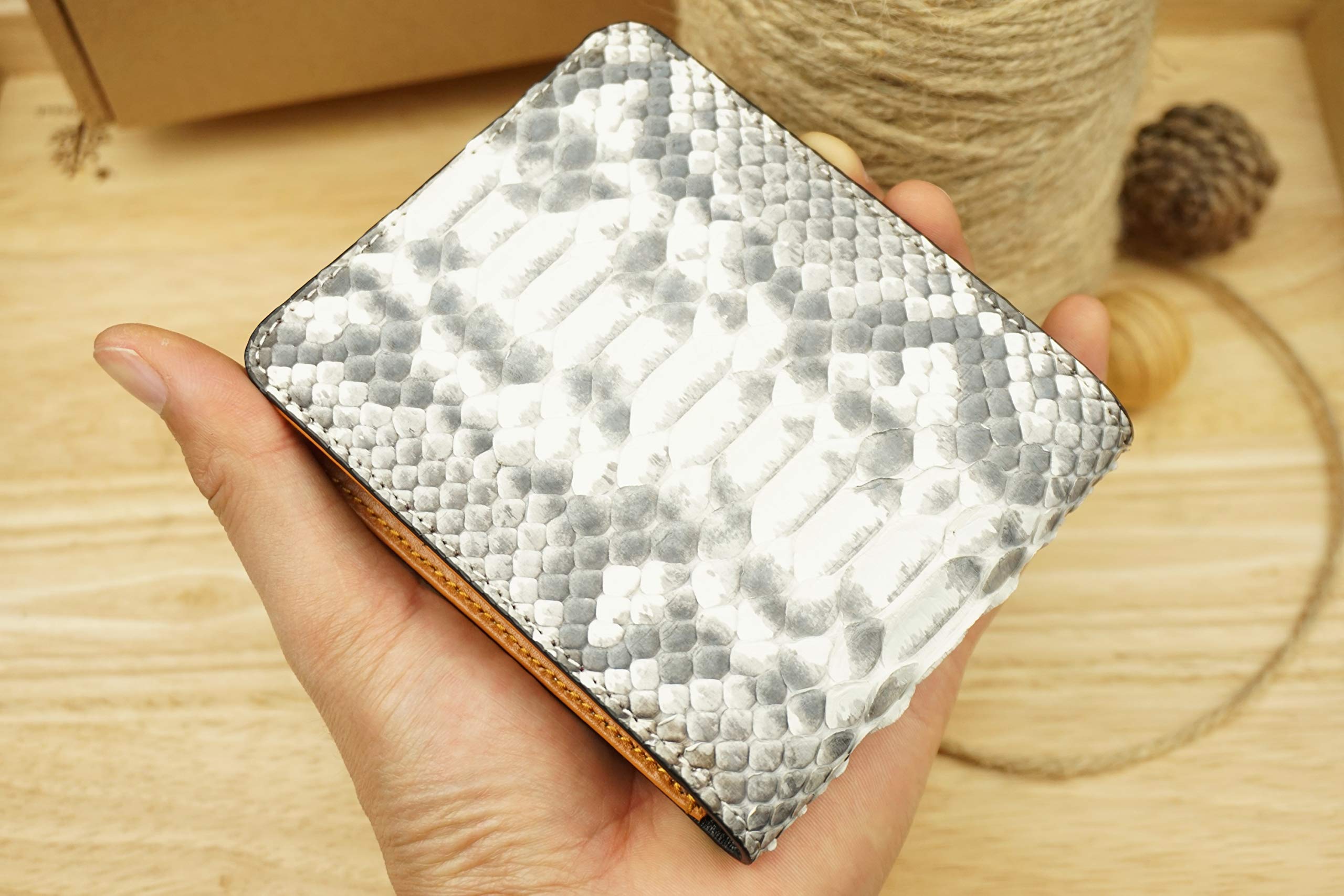 Premium Genuine White Python Leather Wallet for Men - Full Grain Bifold Billfold with RFID Protection - Stylish & Durable Men's Accessory for Business, Travel & Everyday Use