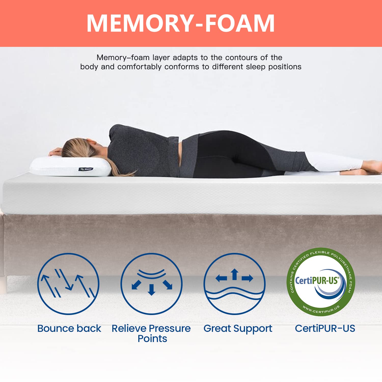 FDW 5 Inch Gel Memory Foam Mattress - Medium-Firm Queen Size for Pressure Relief & Cool Sleep - CertiPUR-US Certified Mattress in a Box - Ideal for Kids & Adults Bedroom, Guest Room, RV or Dorm Use