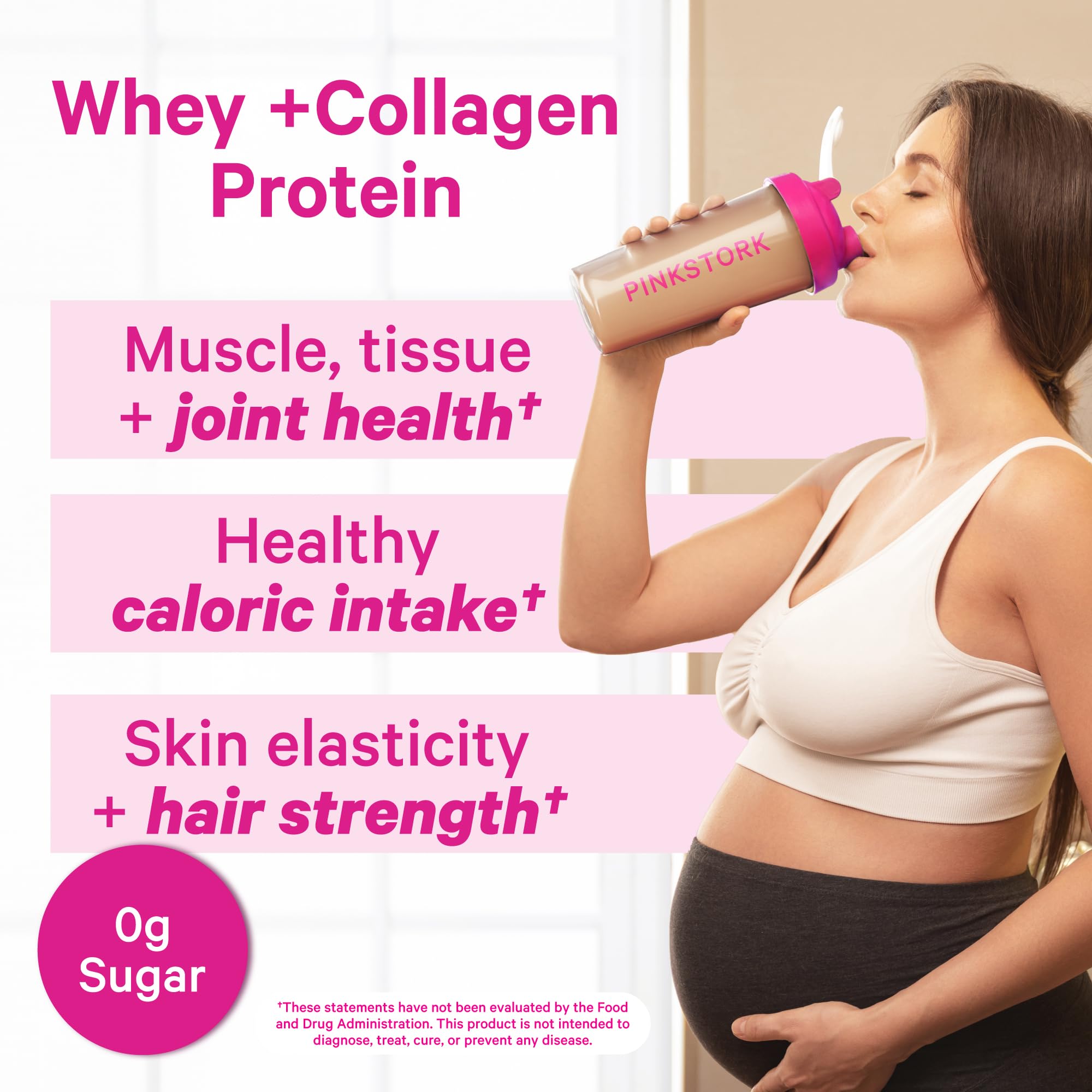 Pink Stork Pregnancy & Postpartum Protein Powder - 20g Chocolate Whey Collagen Protein for Prenatal, Postnatal & Lactation Support - Breastfeeding Essentials (15 Servings) - Ideal for Morning Smoothies & Post-Workout Recovery