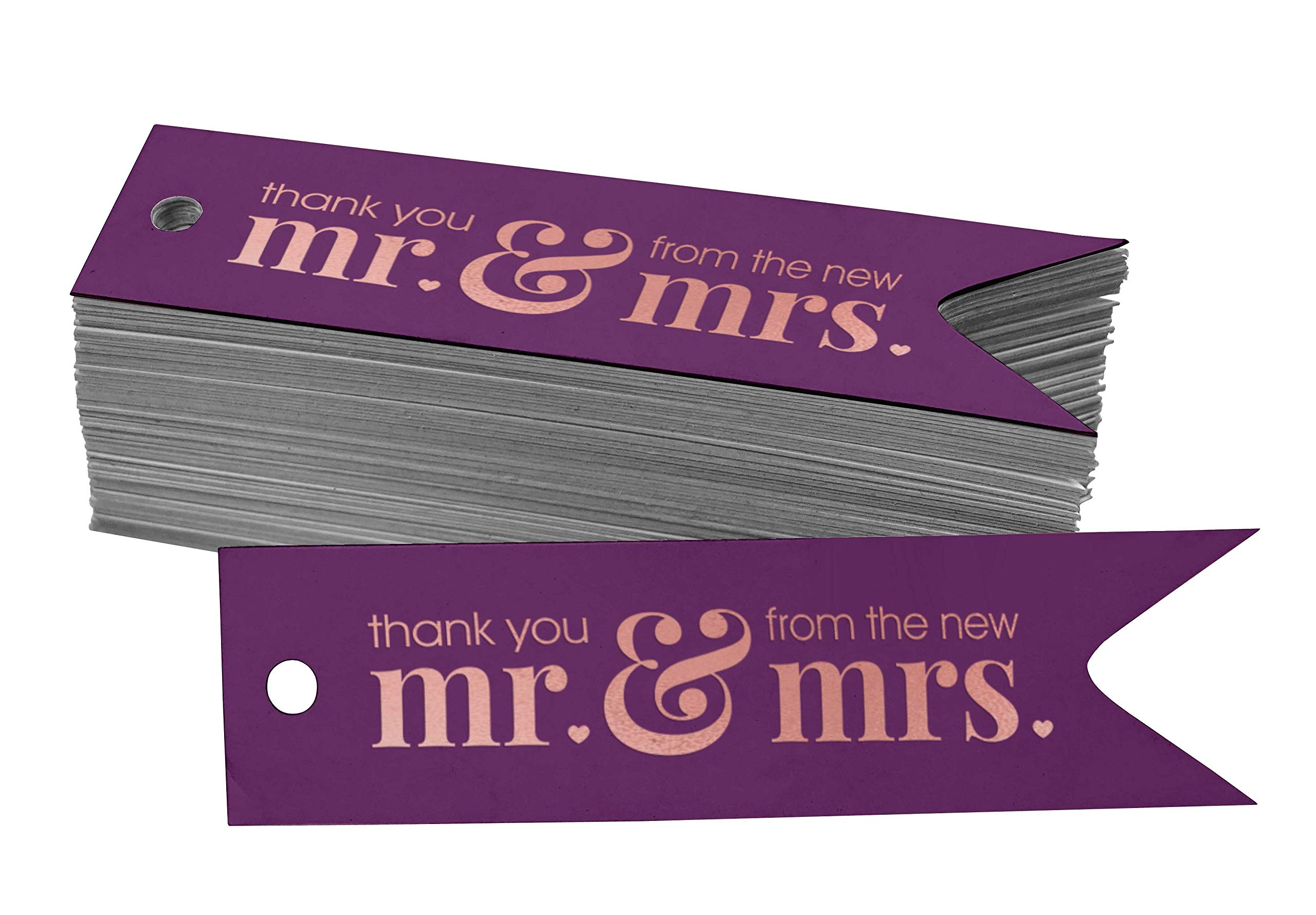 100pcs Rose Gold Foil Wedding Favor Tags - Elegant Thank You Hang Tags for Bridal Shower, Baby Shower & Party Decorations