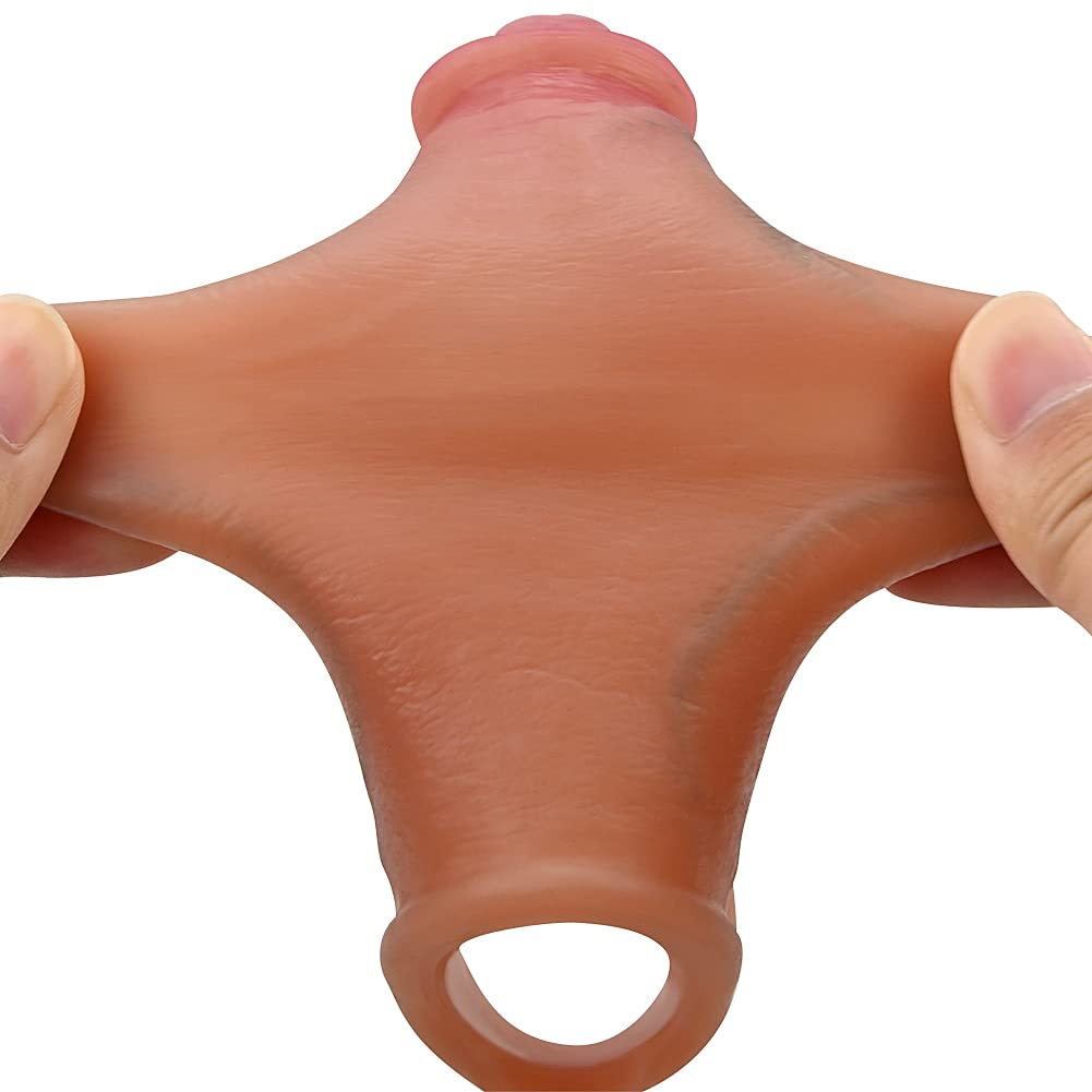 Premium Realistic Silicone Penis Sleeve Set - 3 Piece Veined Dildo Sleeves for Men | Enhances Size, Delays Ejaculation | Flesh Tone Adult Toy for Couples Play & Solo Pleasure