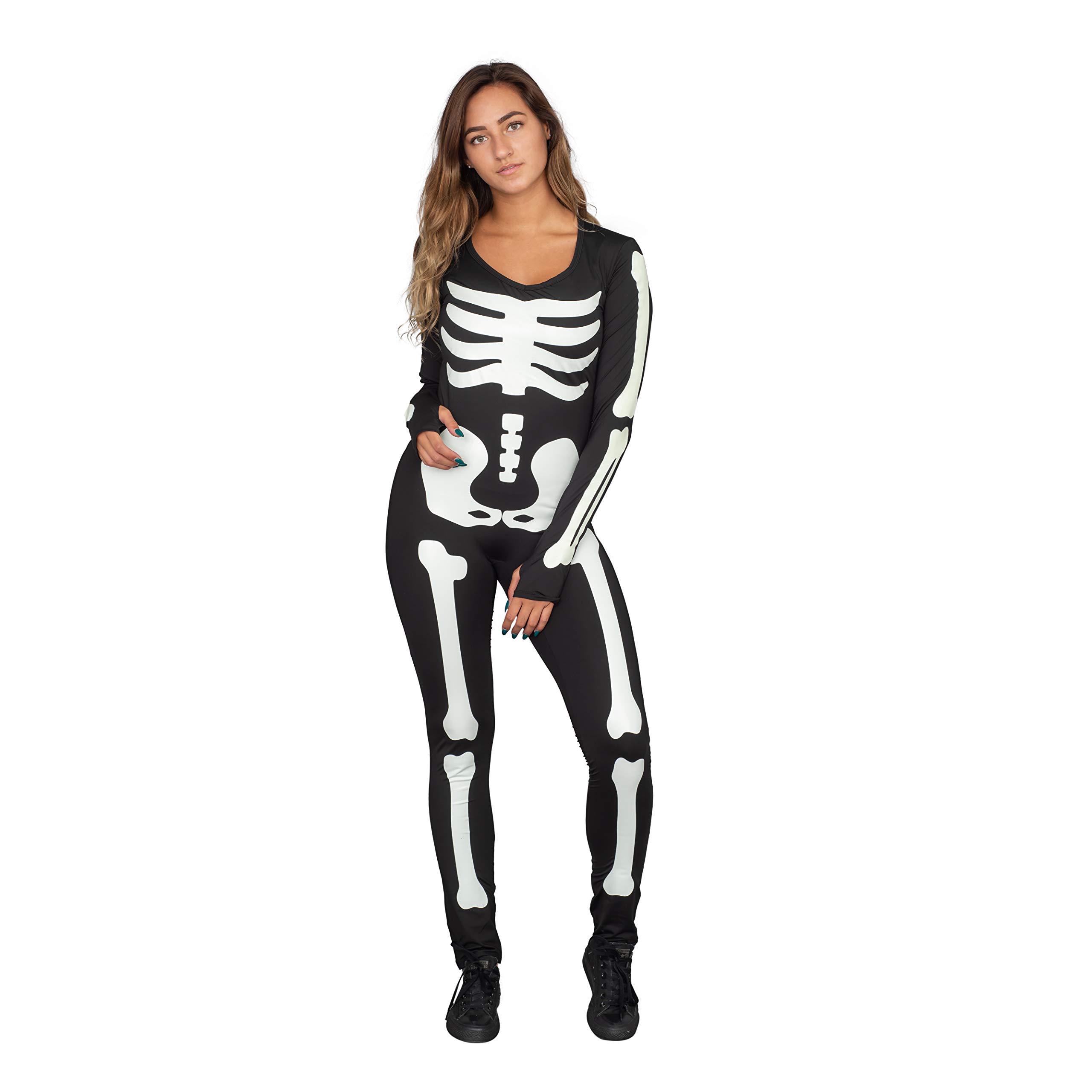 Skeleton Lady Bodysuit - Stretchy Spandex Halloween Costume for Women | Perfect for Halloween Parties, Cosplay & Themed Events