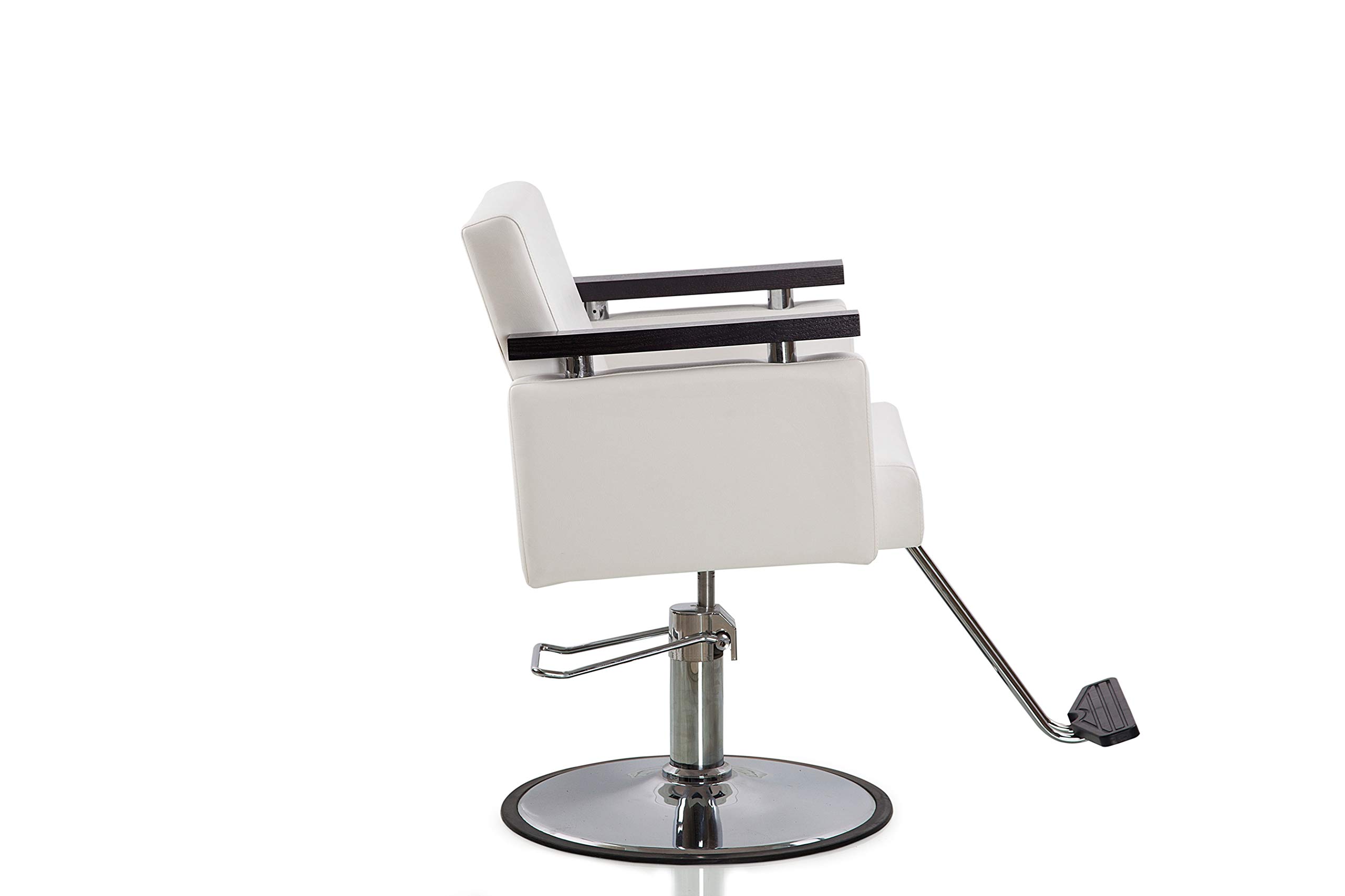 Professional Hydraulic Barber Chair for Salon & Hair Stylists - White Round Base Beauty Styling Chair for Haircuts, Shaves & Spa Treatments