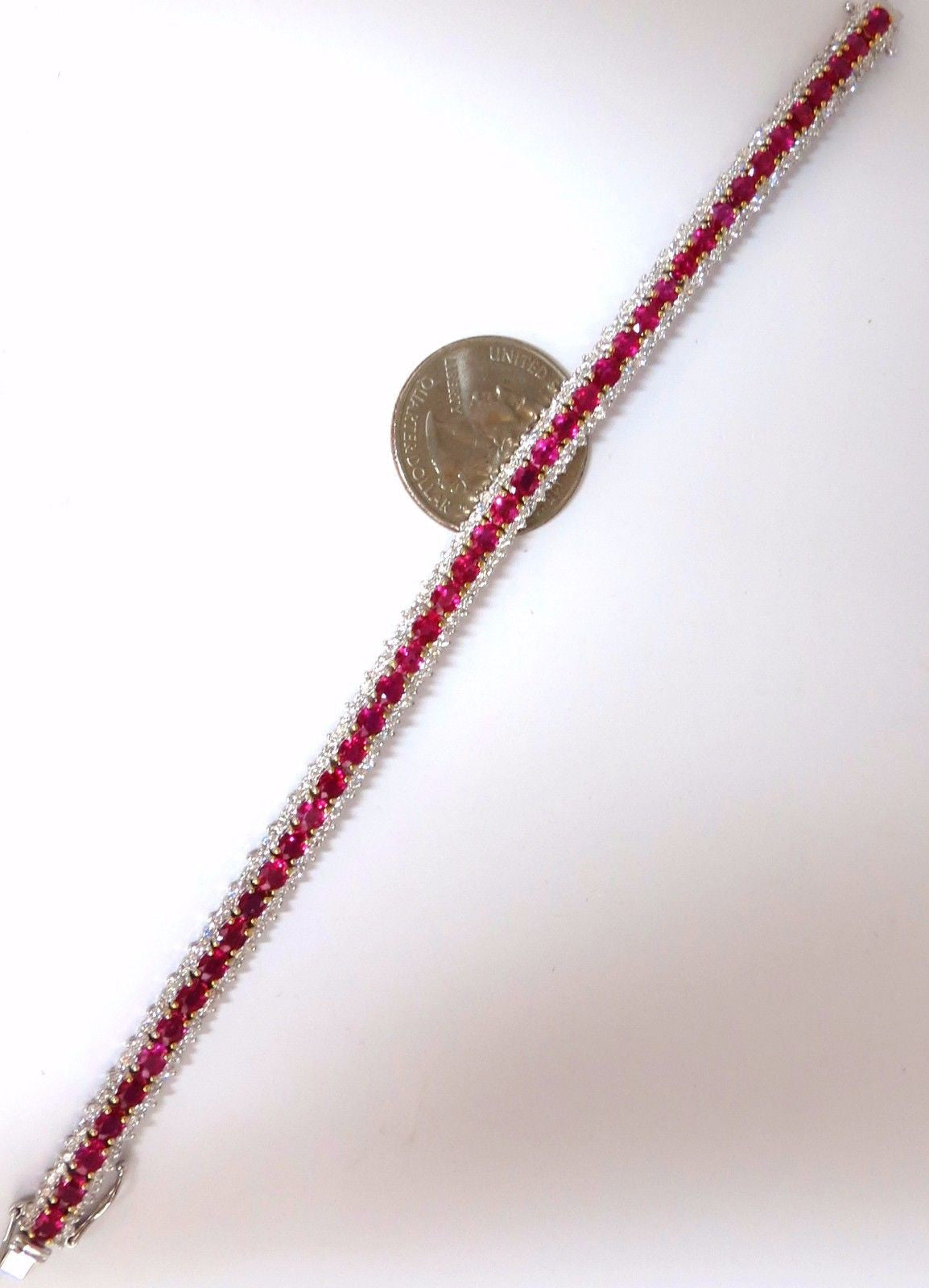 13.81ct Vivid Red Natural Ruby Tennis Bracelet in 14K Gold - Three Row Elegant Design for Women, Perfect for Weddings, Parties & Special Occasions