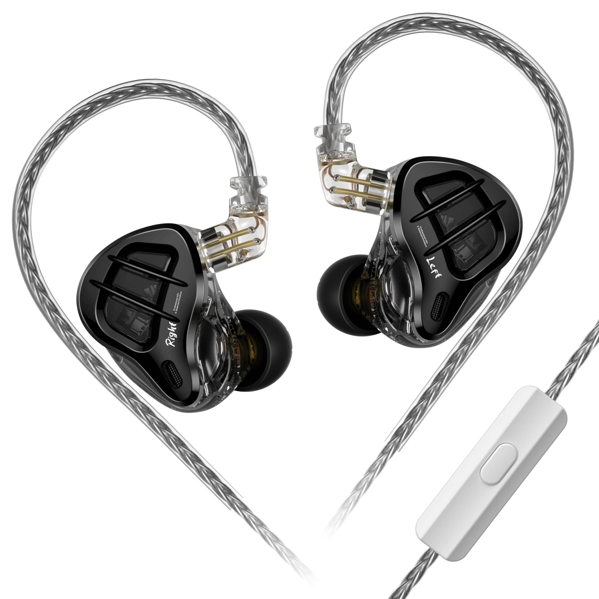 KZ ZAR HiFi In-Ear Monitors with 1DD & 7BA Hybrid Drivers, Silver-Plated Detachable 2PIN Cable (with Mic) - Professional IEM Earphones for Musicians, Singers & Audiophiles | Perfect for Studio Recording, Live Performances & Critical Listening