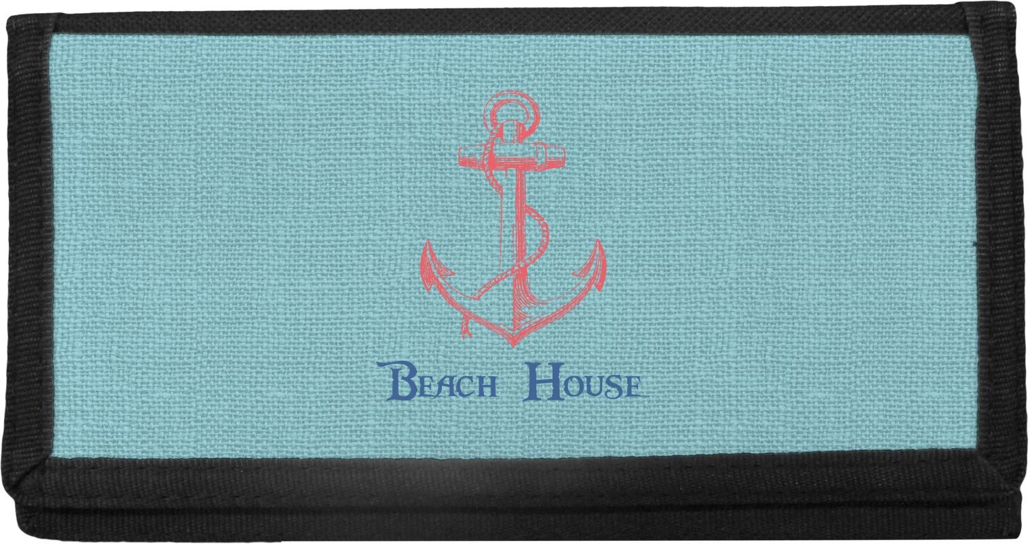 Personalized Chic Beach House Canvas Checkbook Cover - Custom Monogram Wallet for Women - Perfect for Beach Vacations, Gifts & Everyday Use