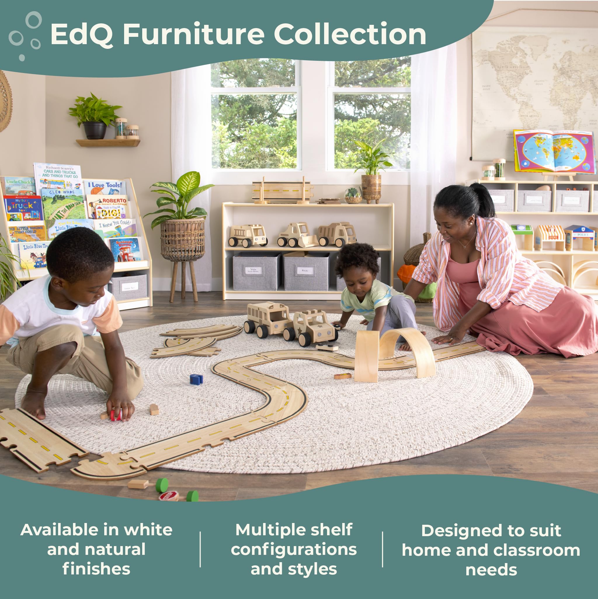 Guidecraft EdQ 5-Compartment Wooden Storage Shelf 24