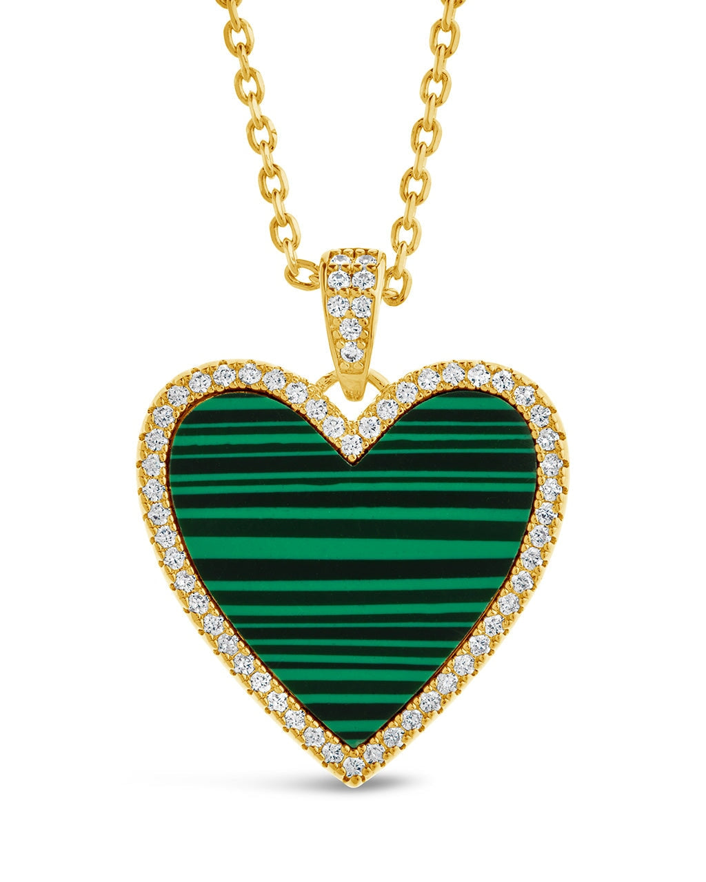 Maeve CZ & Malachite Heart Pendant Necklace for Women - Elegant Green Gemstone Jewelry Gift for Valentine's Day, Anniversary & Special Occasions