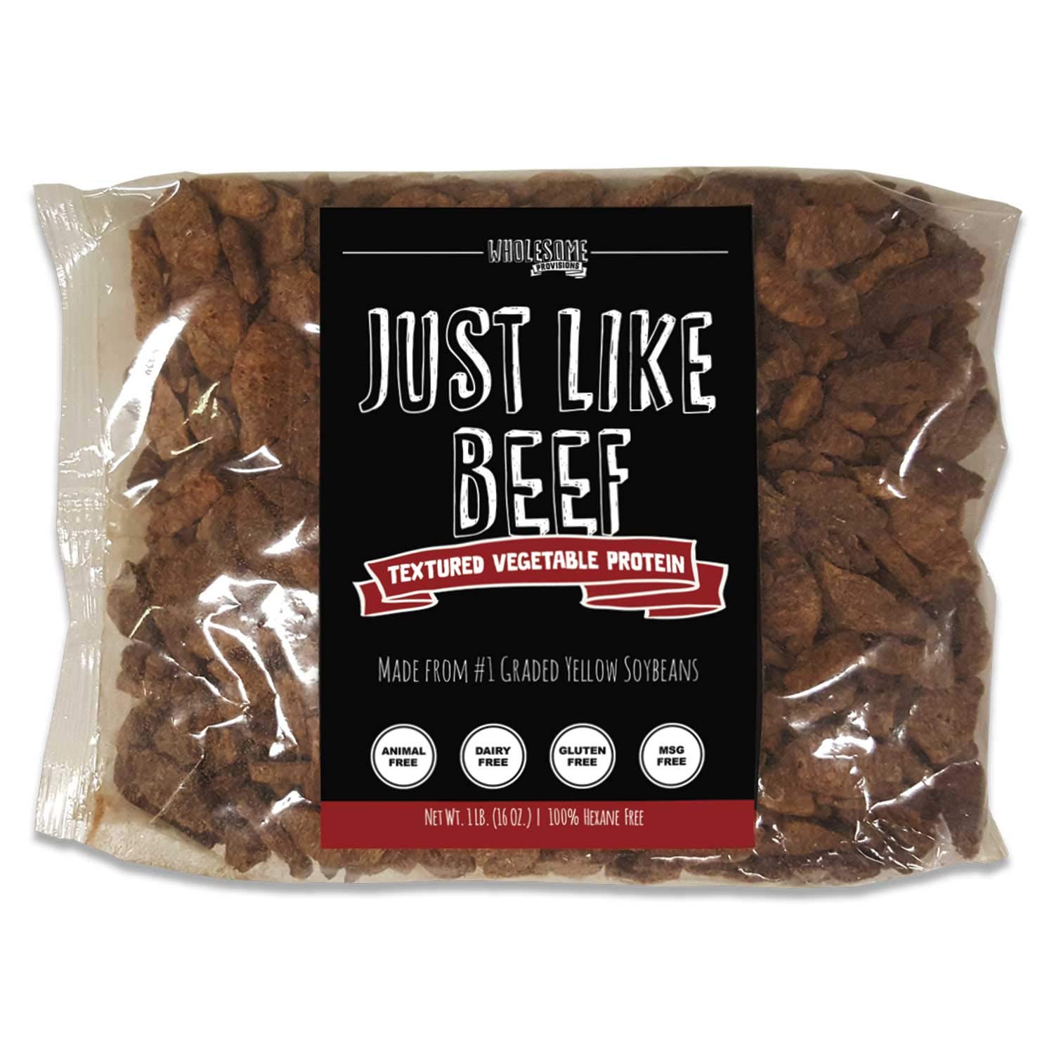 **Wholesome Provisions Textured Vegetable Protein - Vegan Meat Substitute, 100% Hexane-Free, Non-GMO, Gluten-Free, Made in USA - Perfect for Vegan Burgers, Tacos, and Stir-Fry (1 Package)**