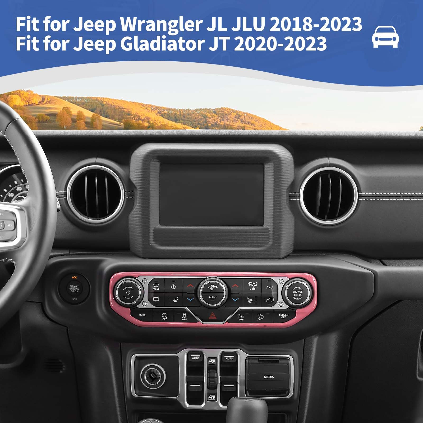RT-TCZ Pink AC Switch Cover Trim Frame for Jeep Wrangler JL JLU & Gladiator JT (2018-2023) - Durable Interior Accessories for Dash Customization & Off-Road Adventures