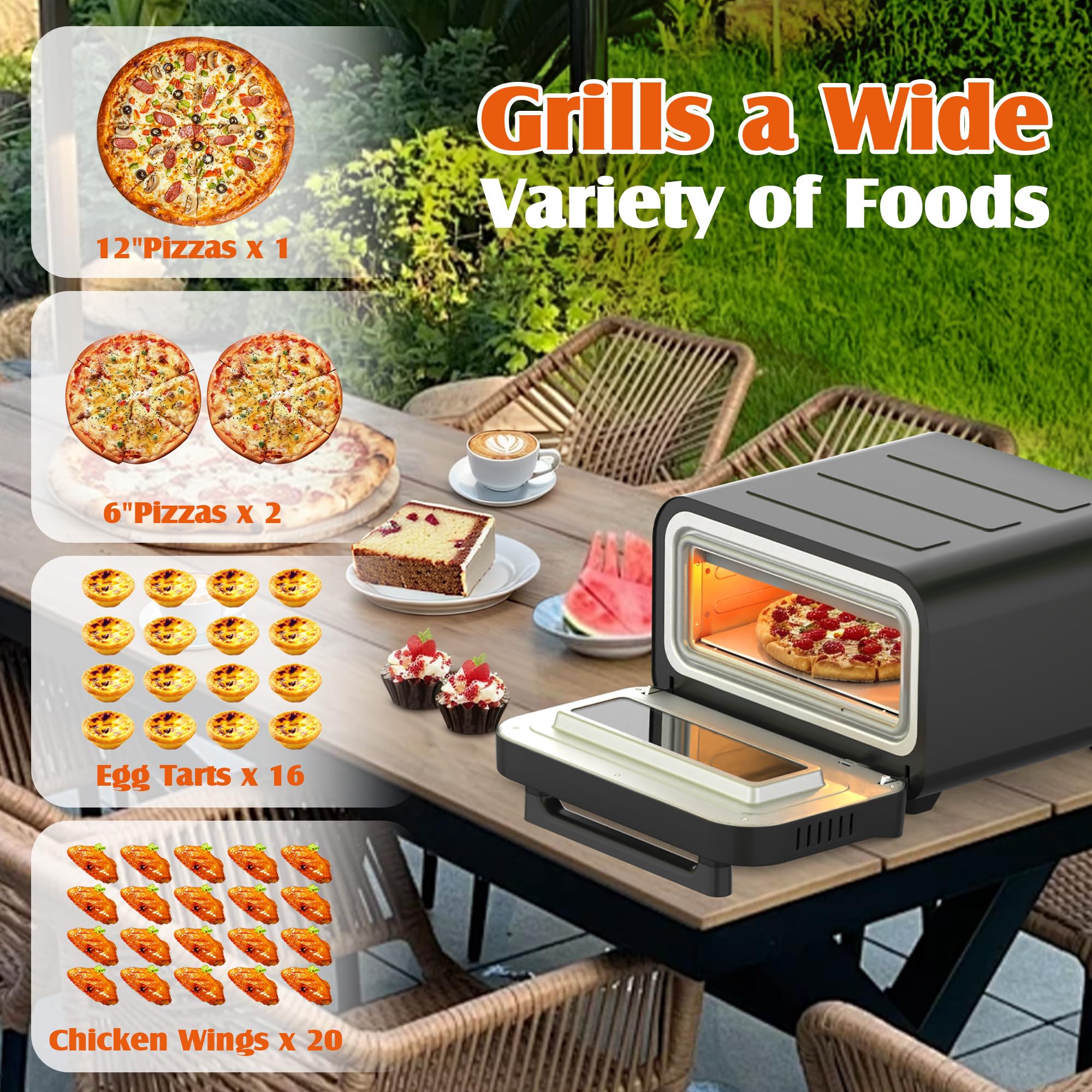 Upgrade Electric Pizza Oven for Indoor Use - 1700W Countertop Pizza Maker Heats to 840℉ with 6 Touchscreen Presets, Includes Pizza Stone & Peel - Perfect for Home Kitchen, Parties, and Restaurant-Style Pizza Making