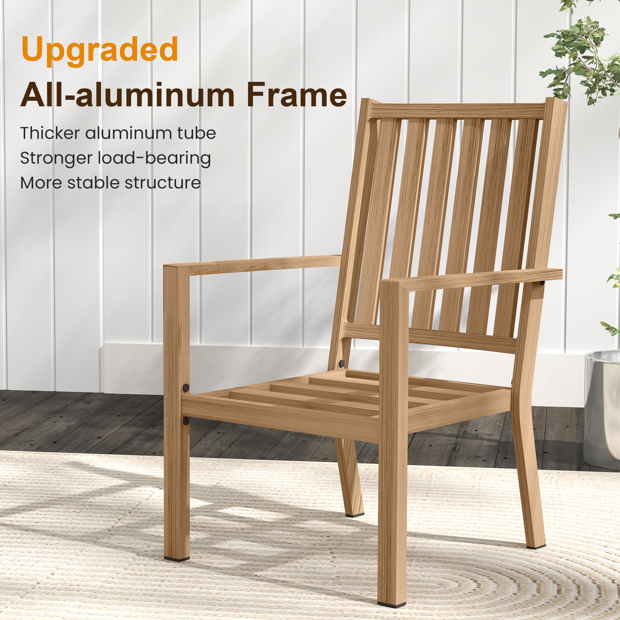 RoyalCraft Aluminum 6-Piece Patio Dining Set - Outdoor Dining Table with 4 Chairs & Bench - Weather-Resistant Brown Patio Furniture with Removable Cushions - Perfect for Garden, Backyard, Lawn & Outdoor Entertaining
