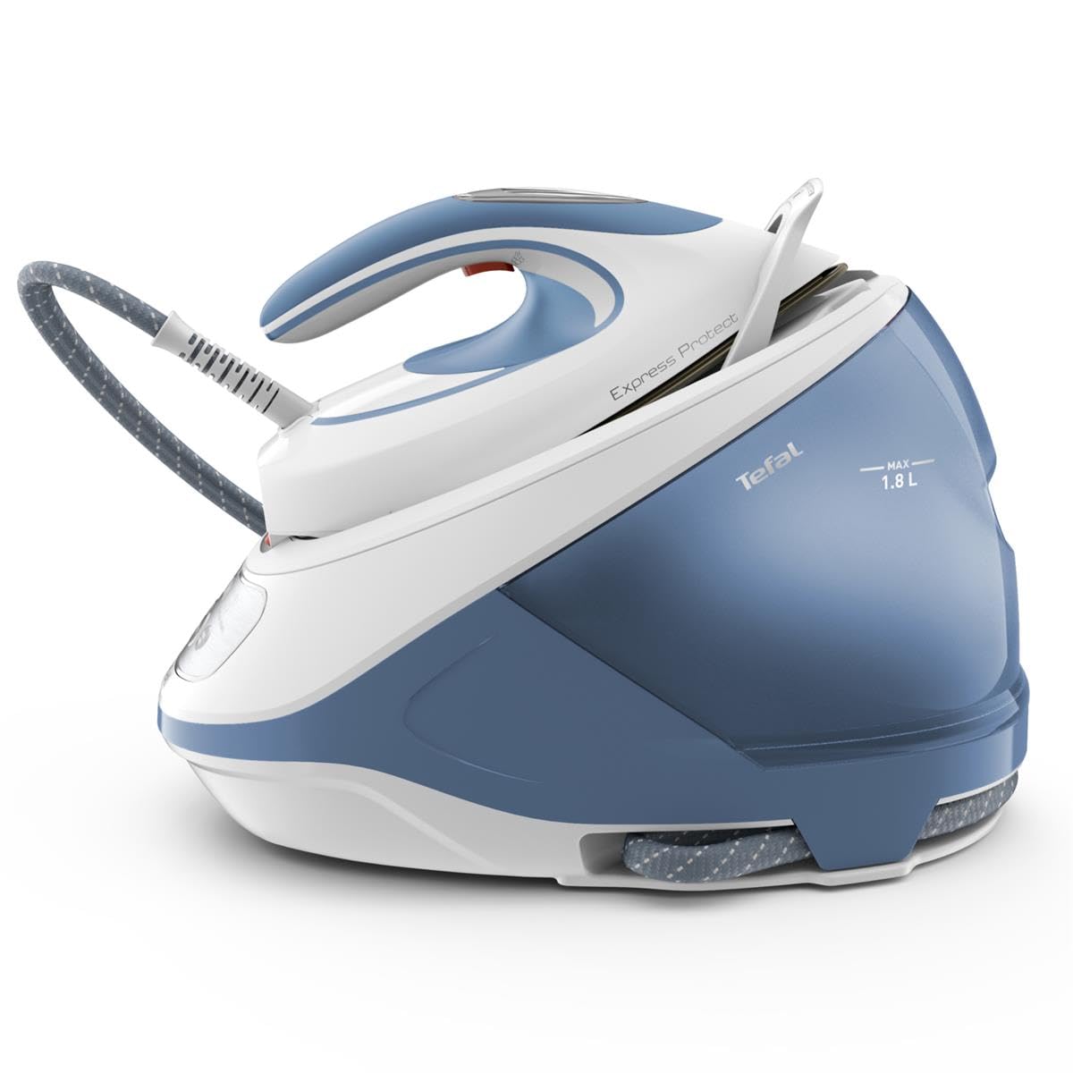 Tefal SV9202 Express Protect Steam Iron Station - Blue & White | Fast Heating, Anti-Calc, Self-Cleaning | Perfect for Home, Office & Travel Use