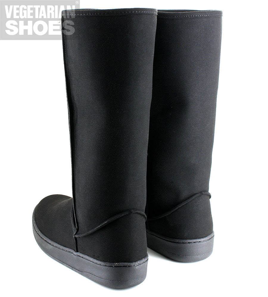 Vegan Leather Black Snug Boots - Comfortable & Stylish for Women & Men - Perfect for Winter, Hiking & Casual Wear
