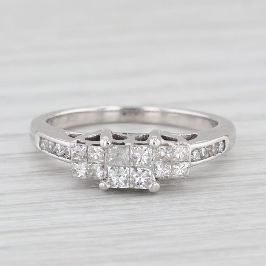 0.50 Carat Diamond Three-Stone Engagement Ring in 14K White Gold - Size 5.75 - Perfect for Proposals, Anniversaries & Special Occasions