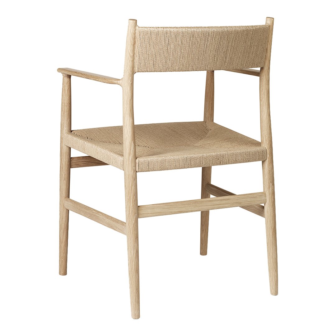 Arv Dining Armchair with Paper Cord Seat - Modern Woven Rattan Chair for Dining Room, Kitchen, or Patio - Comfortable & Stylish Seating Solution