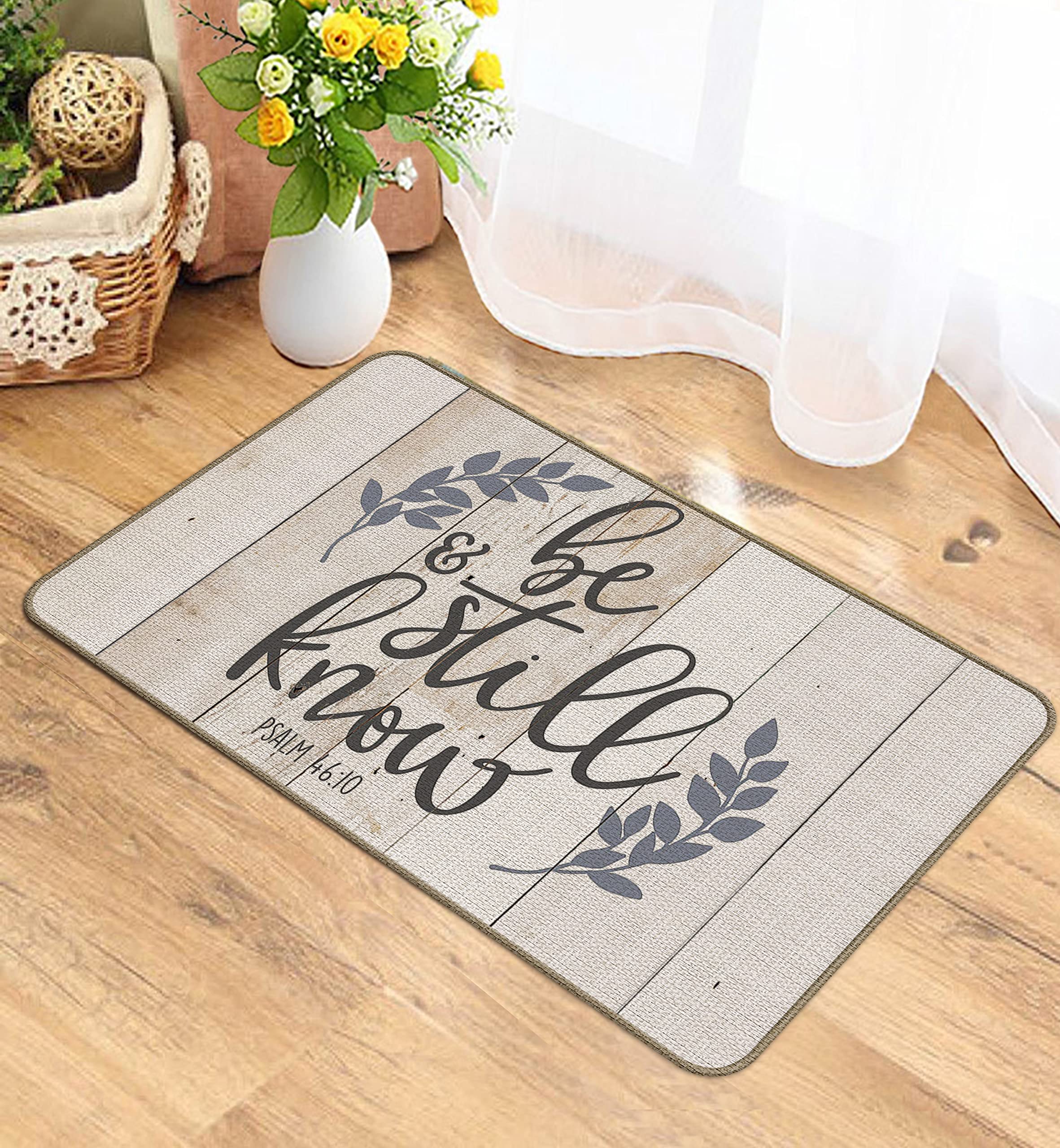 Christian Prayer Room Decor Door Mat 17x30 Inch - Inspirational Home Decor Gift for Women with Psalm 46:10 Bible Verse - Perfect for Church Entryway, Bedroom, or Spiritual Retreat Space
