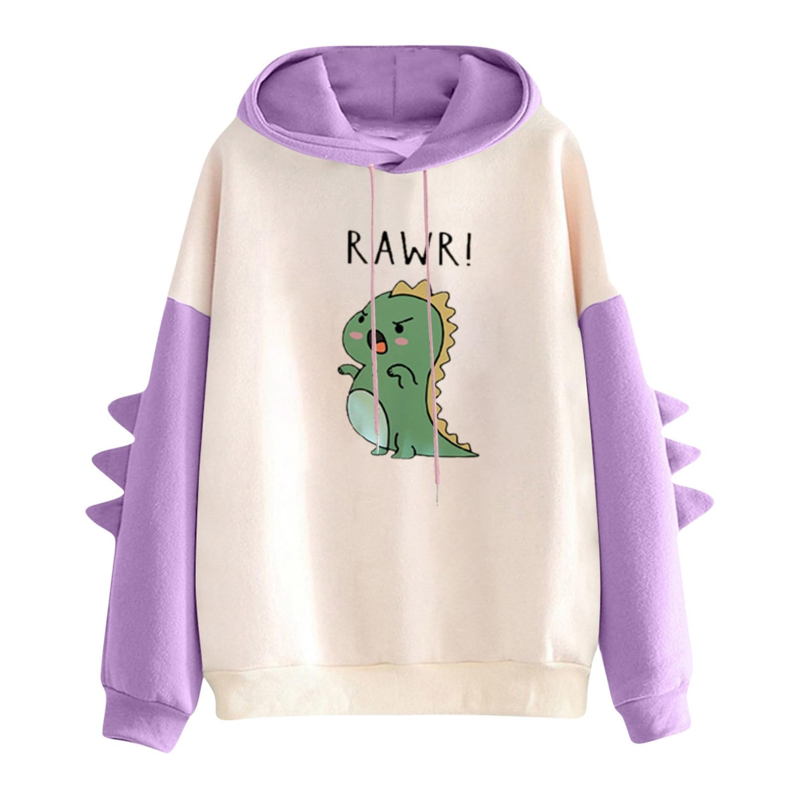 Women's Cute Dinosaur Hoodie - Cartoon Graphic Long Sleeve Pullover Sweatshirt | Loose Fit Comfortable Top for Casual Wear, Lounge & Outdoor Activities