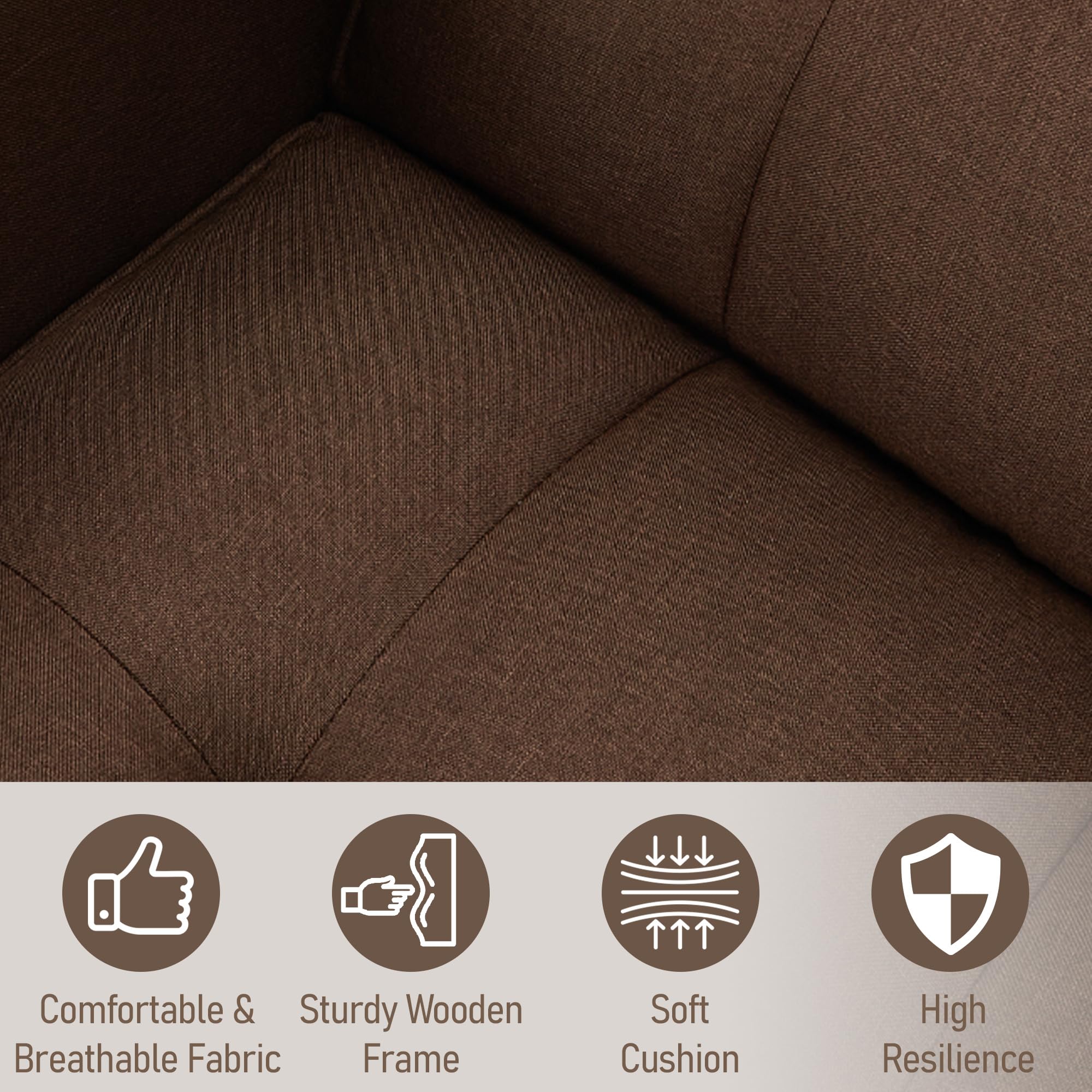 AVAWING Convertible Futon Sofa Bed - Modern Linen Fabric Upholstered Couch with Adjustable Backrest, Armrests & Durable Nylon Legs - Space-Saving Sleeper Sofa for Small Apartments, Living Rooms & Home Offices (Brown) - Perfect for Guest Sleeping, Lounging & Compact Spaces