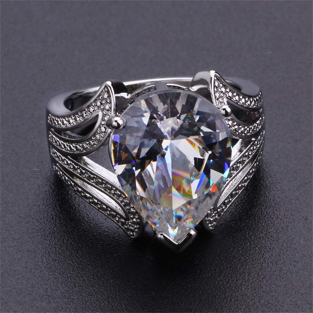 925 Sterling Silver Teardrop Halo Cubic Zirconia Ring | Shiny Full Diamond Multi Row Eternity Band | Engagement Wedding Ring for Women (Size 9) | Perfect for Proposals, Anniversaries & Special Occasions