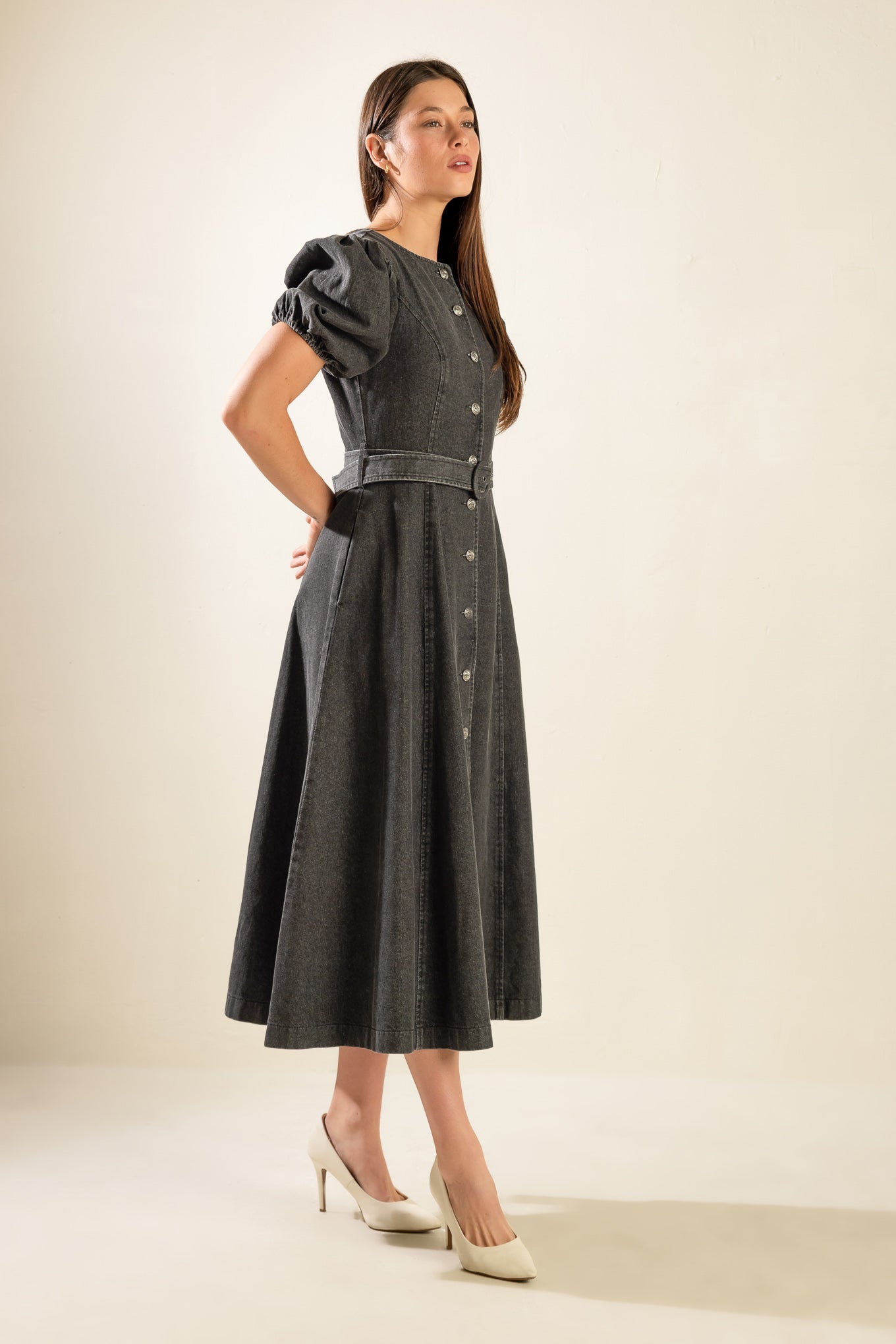Stylish Black Denim Midi Dress for Women | Trendy Casual & Party Outfit | Perfect for Date Night, Office Wear & Evening Events