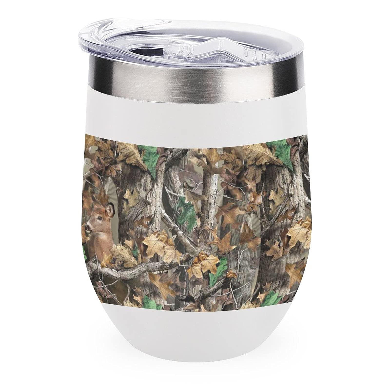 Camo Deer Hunting Insulated Tumbler - Stainless Steel Travel Mug for Coffee & Wine