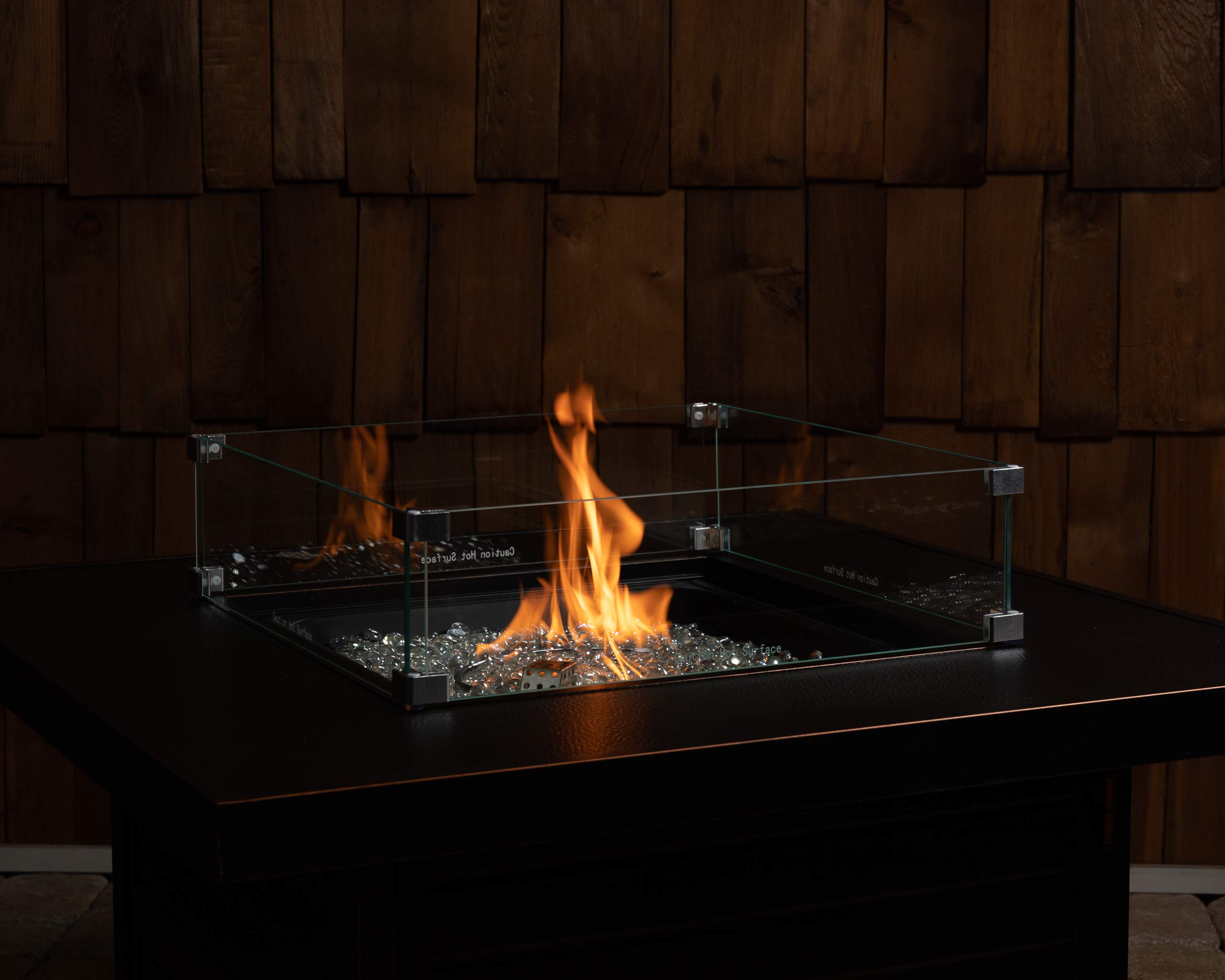 Fire Sense 63247 22.5 Inch Square Clear Tempered Glass Wind Guard for Propane Gas Fire Pits & Patio Heaters - Best Flame Viewing Experience - Perfect for Outdoor Gatherings, Backyard Patio, and Camping Nights