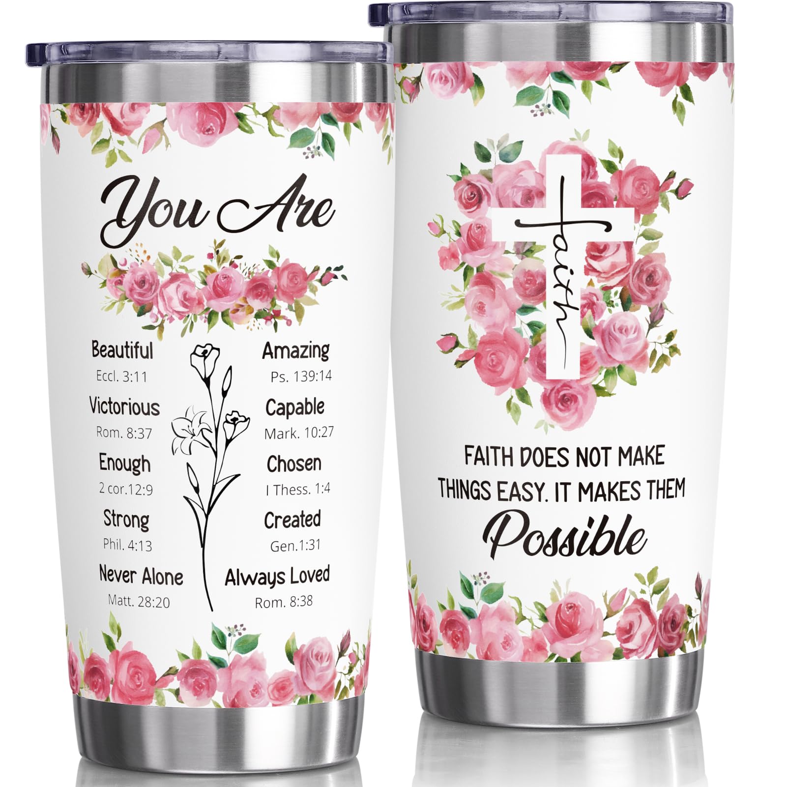 20oz Insulated Tumbler - Christian Gifts for Women, Inspirational Religious Gift with Jesus Design - Perfect for Birthday, Mother's Day, Baptism, Bible Study & Daily Use - Great for Mom, Grandma, Friends, Aunt, Sister, Wife & Coworkers
