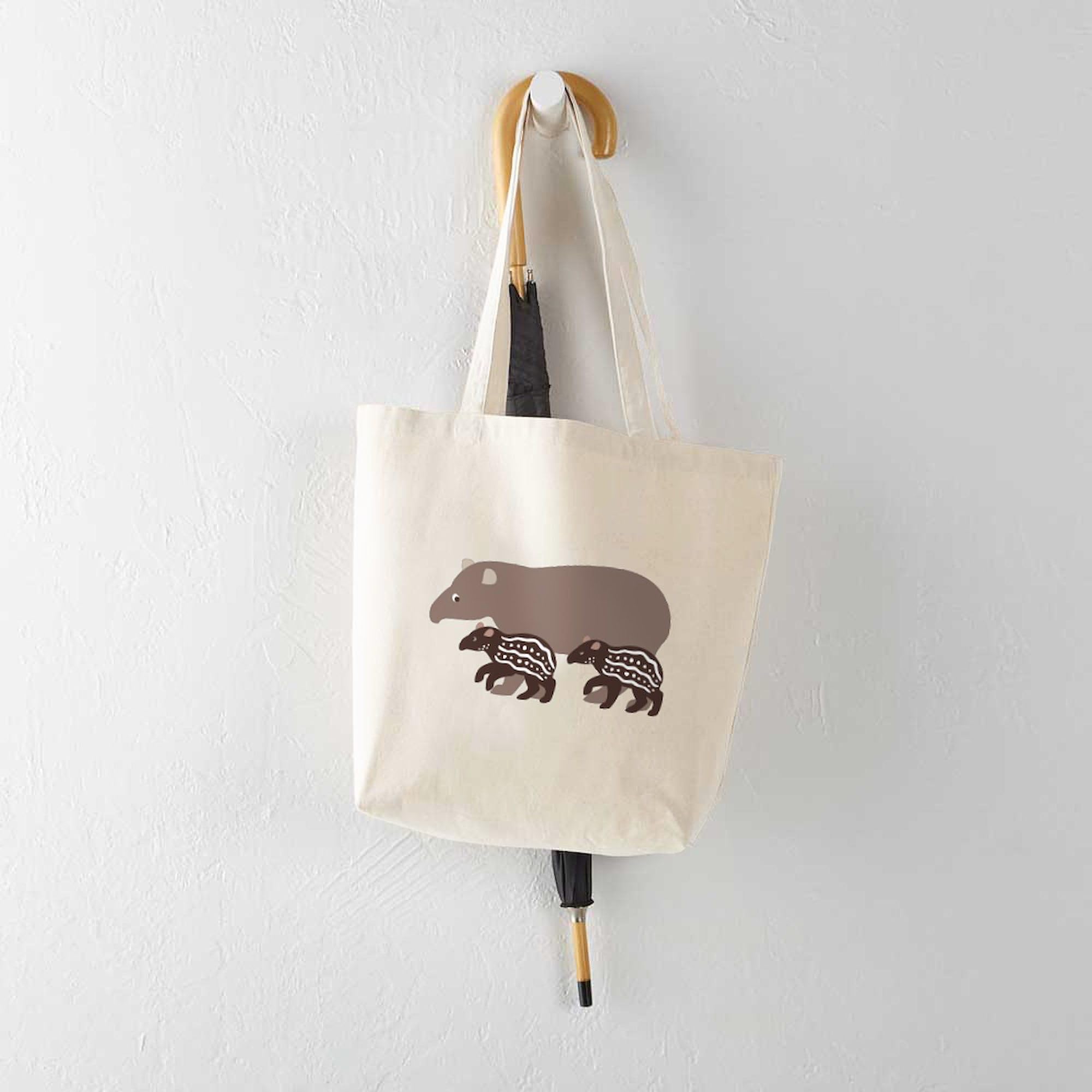 CafePress Tapir Family Natural Canvas Tote Bag - Eco-Friendly Reusable Grocery Shopping Bag for Groceries, Beach Trips & Farmers Market