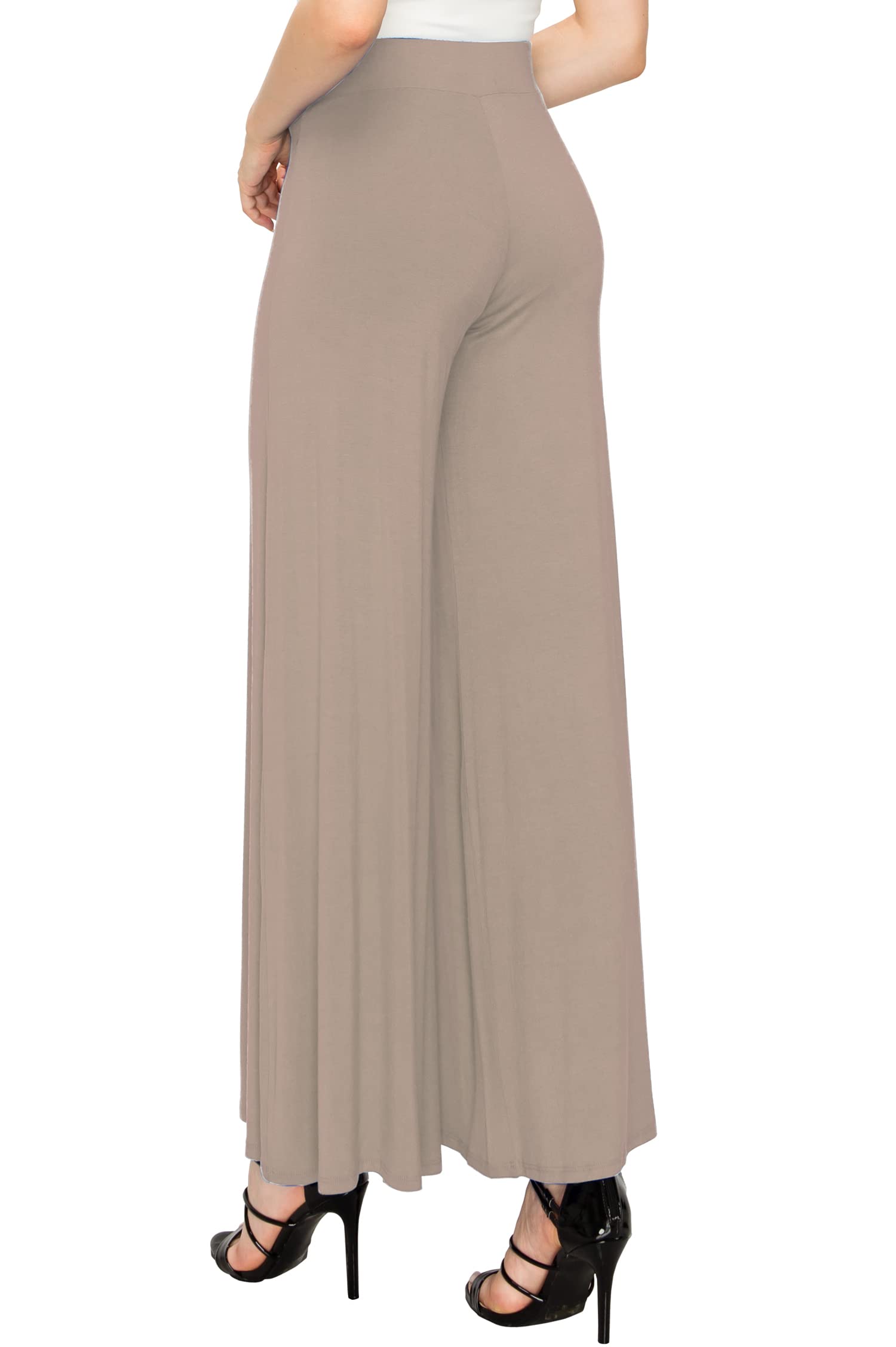 Johnny Women's Solid Color Stretchy Wide Leg Palazzo Lounge Pants - Soft Comfortable Casual Pants for Yoga, Home Wear & Relaxation