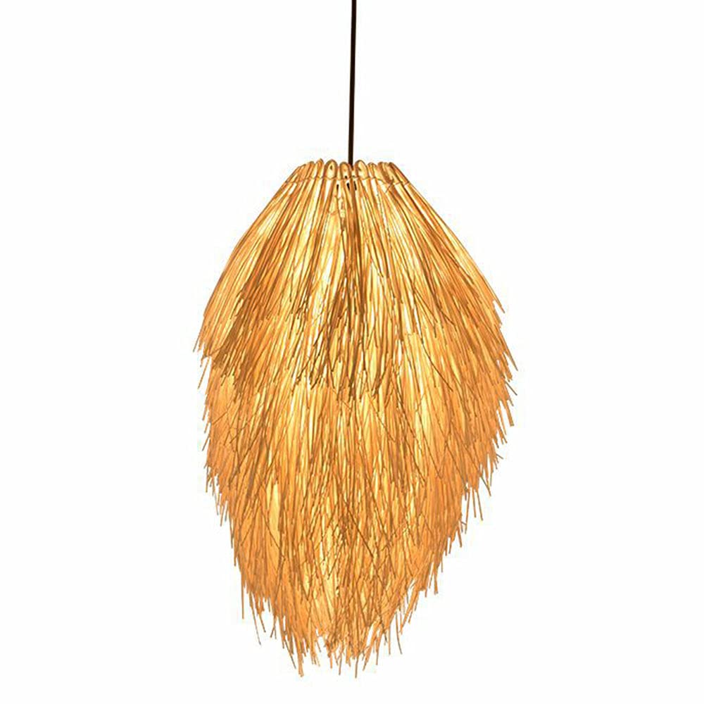 Handwoven Bamboo Chandelier - Rustic Wicker Pendant Lamp for Kitchen, Living Room & Dining Room | Asian Style Hanging Light Fixture | Perfect for Farmhouse, Zen Decor & Indoor Lighting