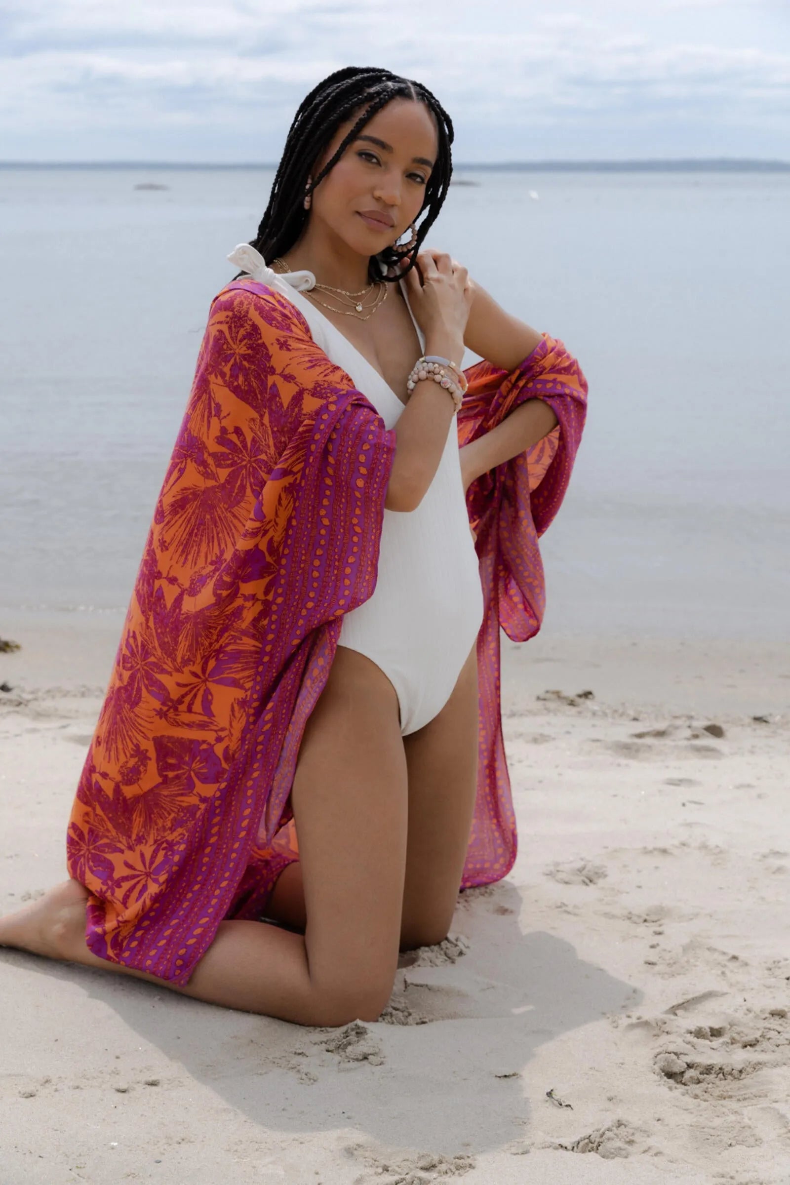 Stylish Tropical Print Kimono Robe - Lightweight Summer Cover Up for Women - Perfect for Beach, Pool, and Vacation Wear