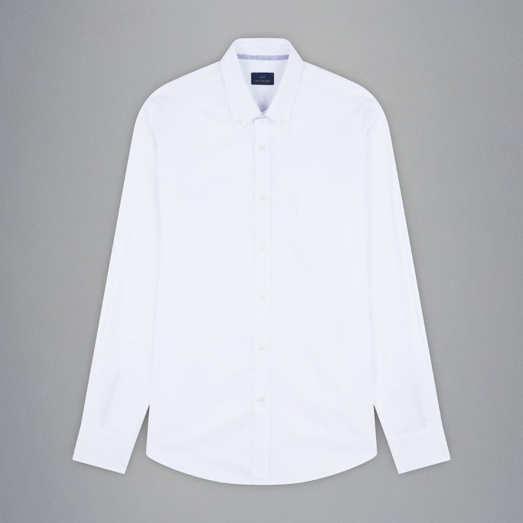 PAUL & SHARK Men's Premium Cotton Dress Shirt - Classic White Button Down Shirt for Business Casual & Office Wear