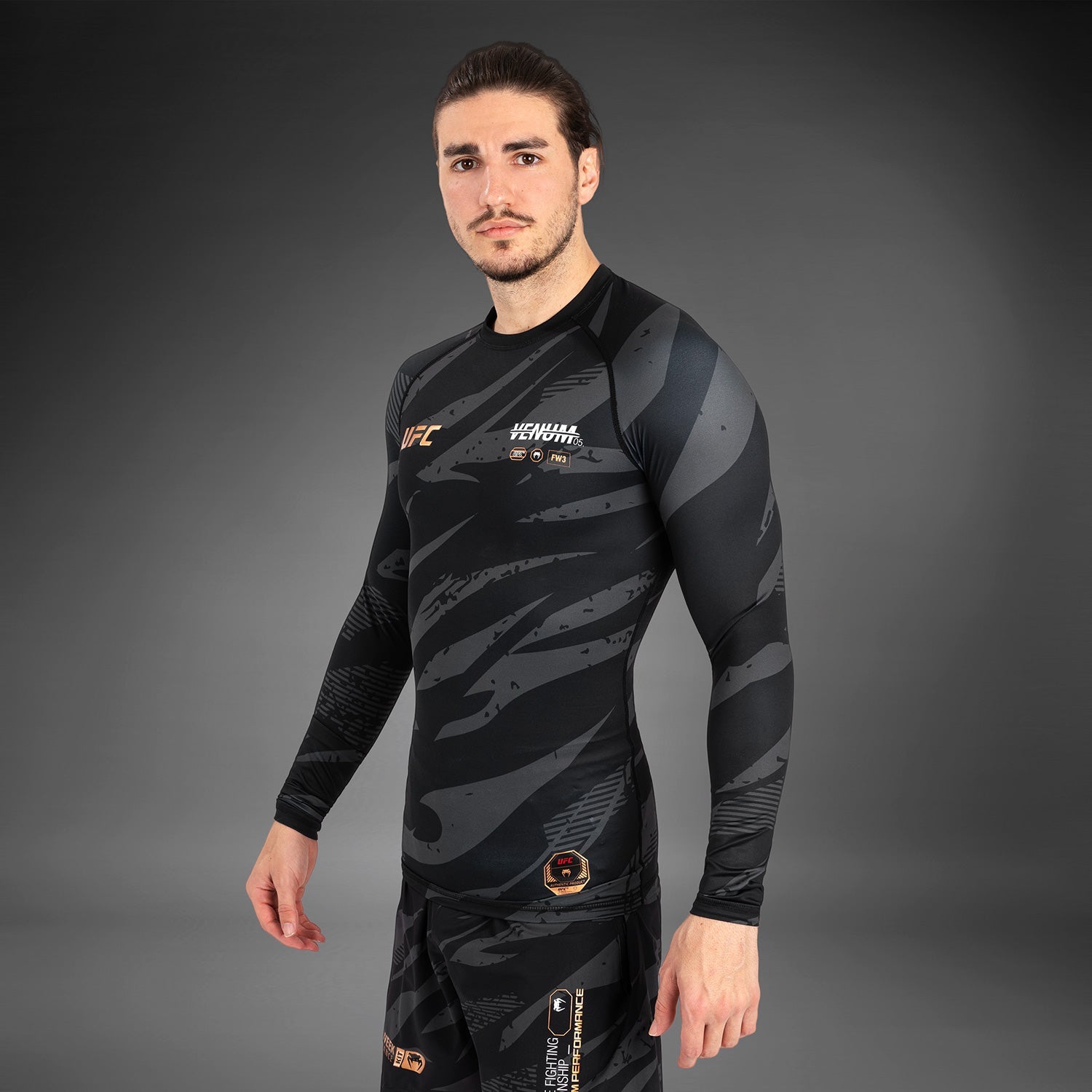 Venum UFC Adrenaline Fight Week Performance Long Sleeve Rashguard - Urban Camo MMA Training Shirt for Grappling, BJJ & Fitness Workouts
