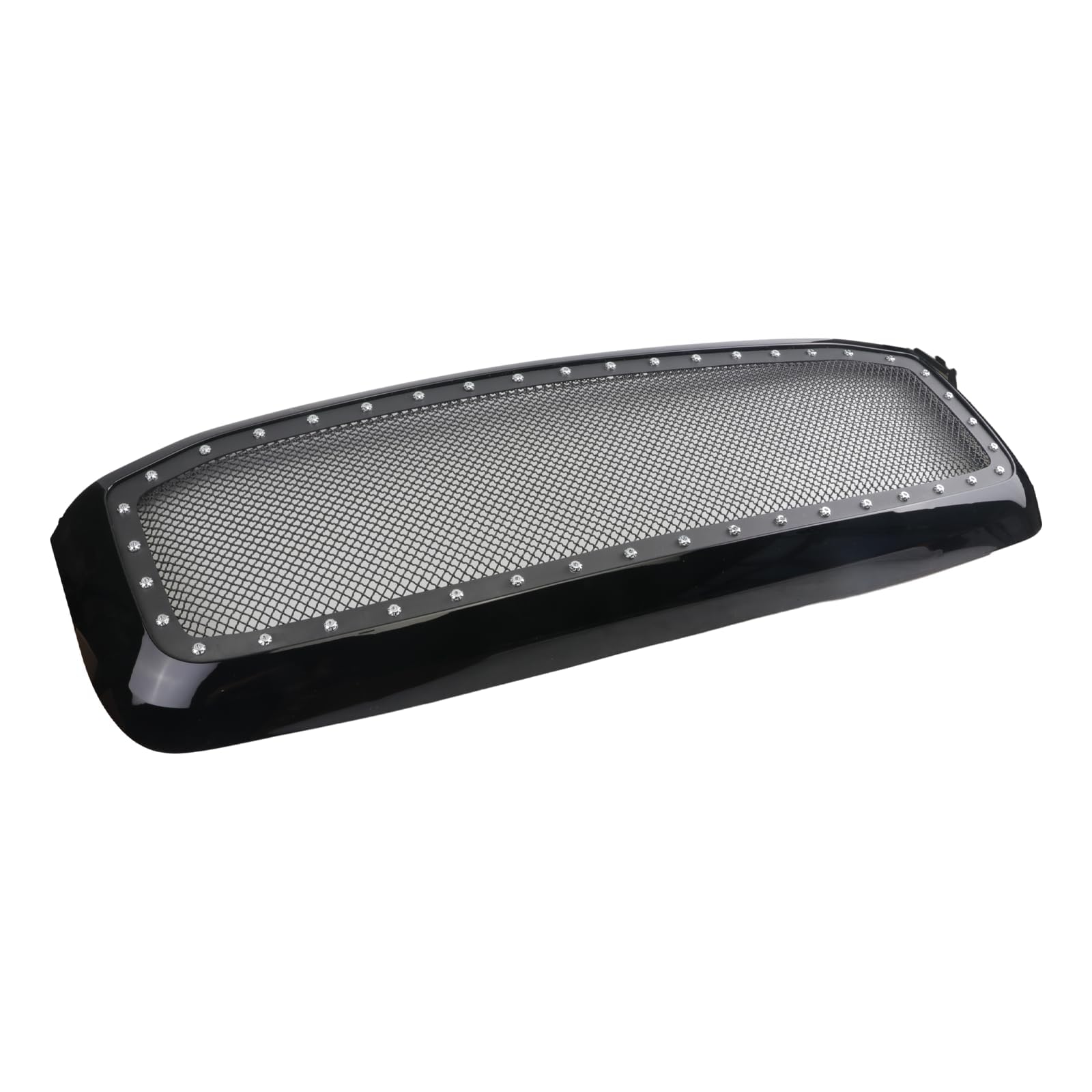 Gloss Black Front Grille for Dodge Ram 1500/2500/3500 (2006-2009) - Upper Mesh Grille with Rivets - Perfect for Off-Road & Truck Customization