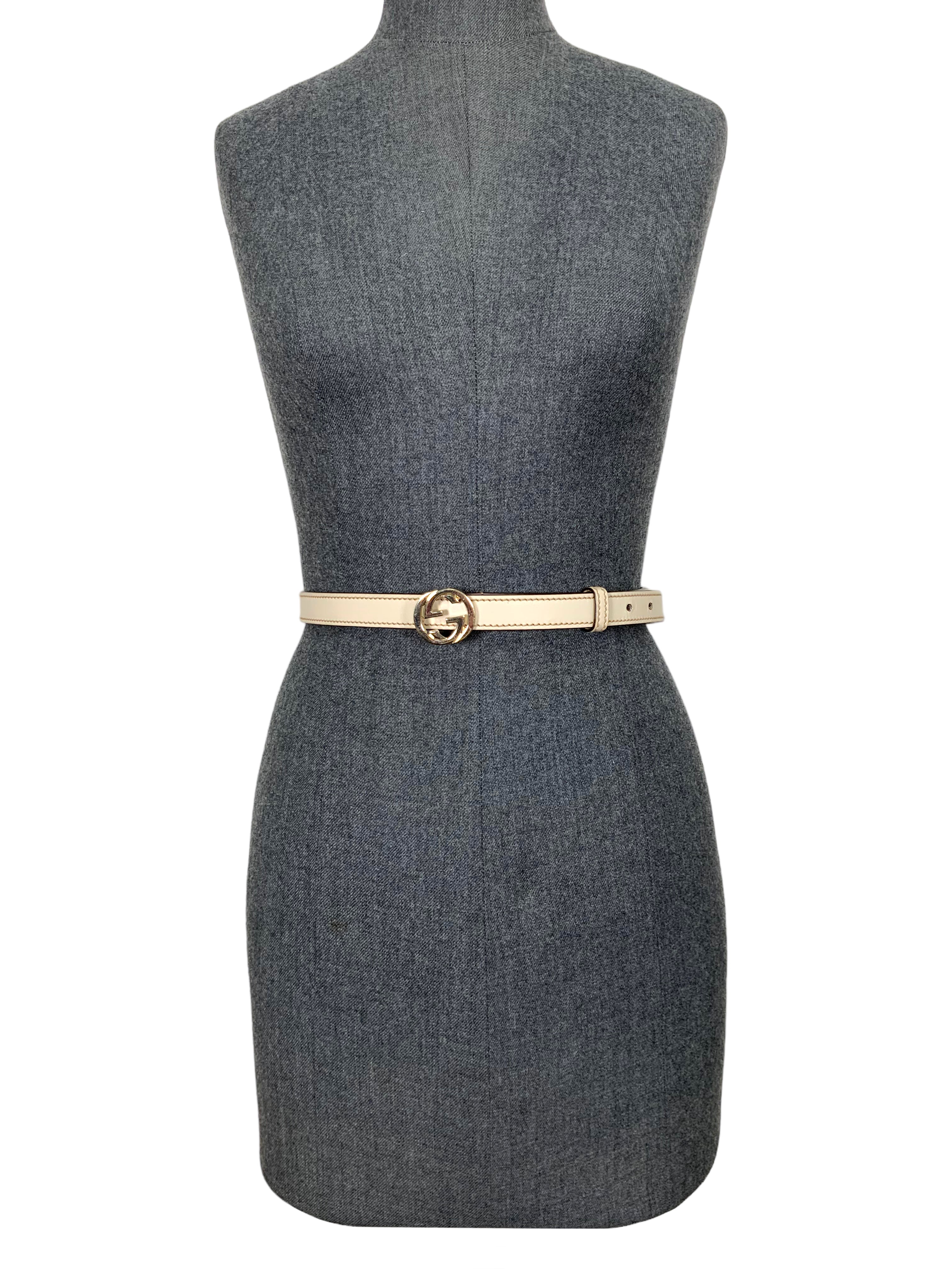 Gucci GG Logo Leather Belt for Men & Women - Size 80 (32