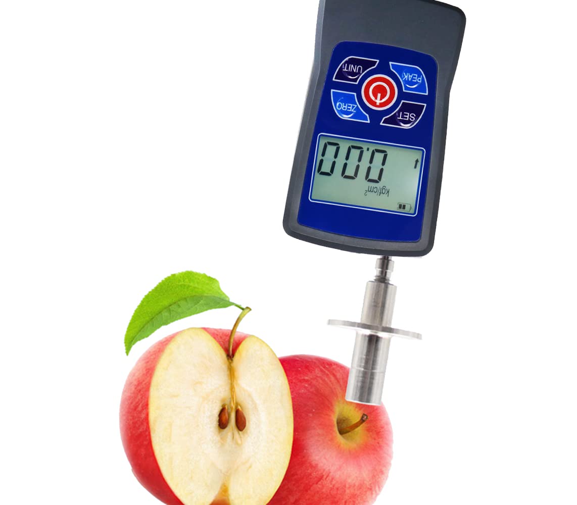 Digital Fruit Penetrometer - Fruit Hardness Tester with 0.2-15kg/cm² & 0.4-30kg/cm² Range, Φ7.9mm/Φ11.1mm Indenters - Real-Time Peak Measurement for Soft & Hard Fruits - Perfect for Apple, Pear, Peach Quality Testing in Farms & Laboratories
