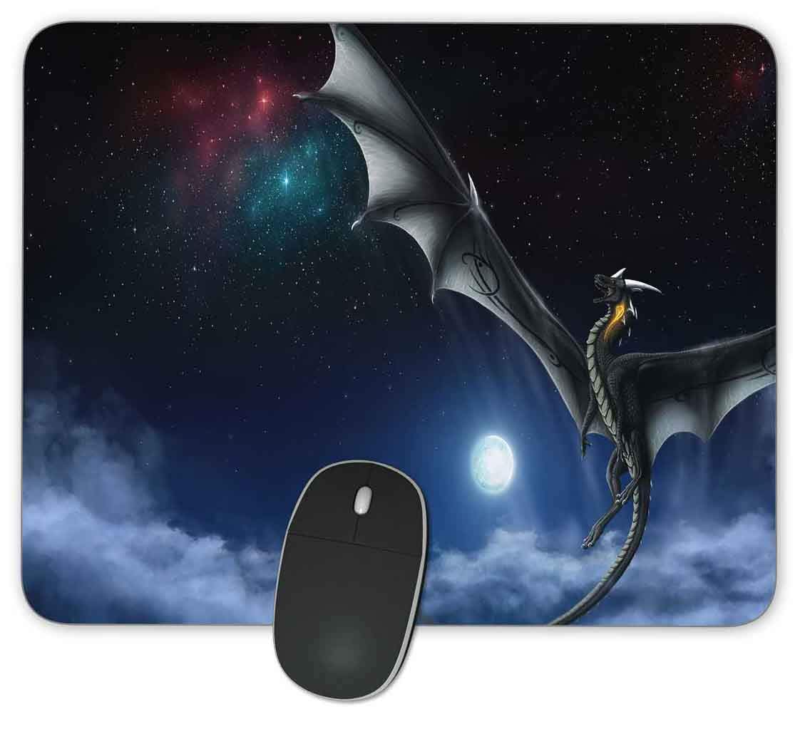 Anti-Slip Rubber Rectangle Dragon Night Milky Way Mouse Pad - 9.45 x 7.9 Inches Gaming Mouse Mat for PC & Laptop - Custom Designed for Home Office & Gaming Desktops - Perfect for Work, Gaming & Graphic Design